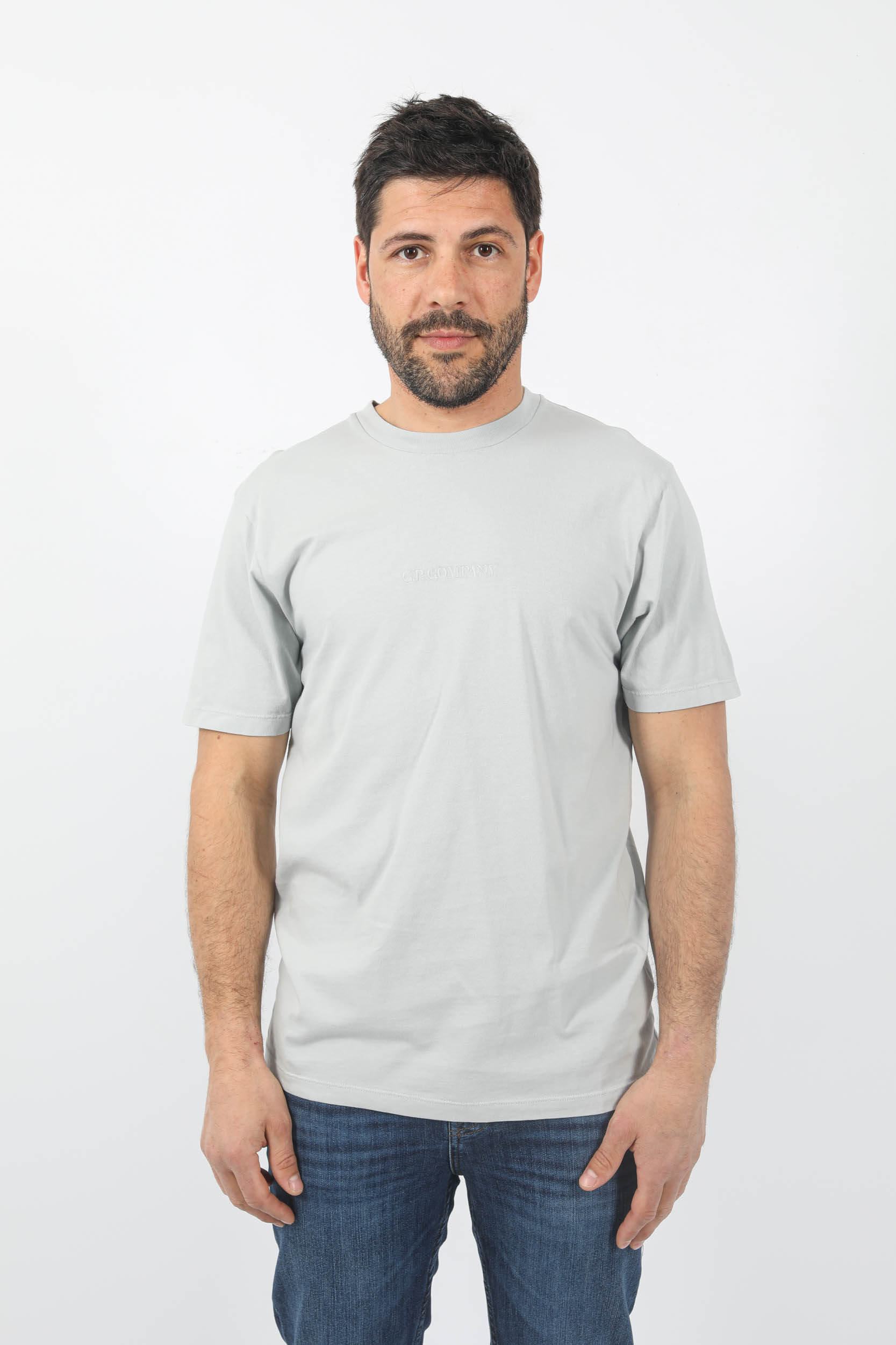T-SHIRT C.P COMPANY BLEU/GRIS LOGO MARIN S346A-805