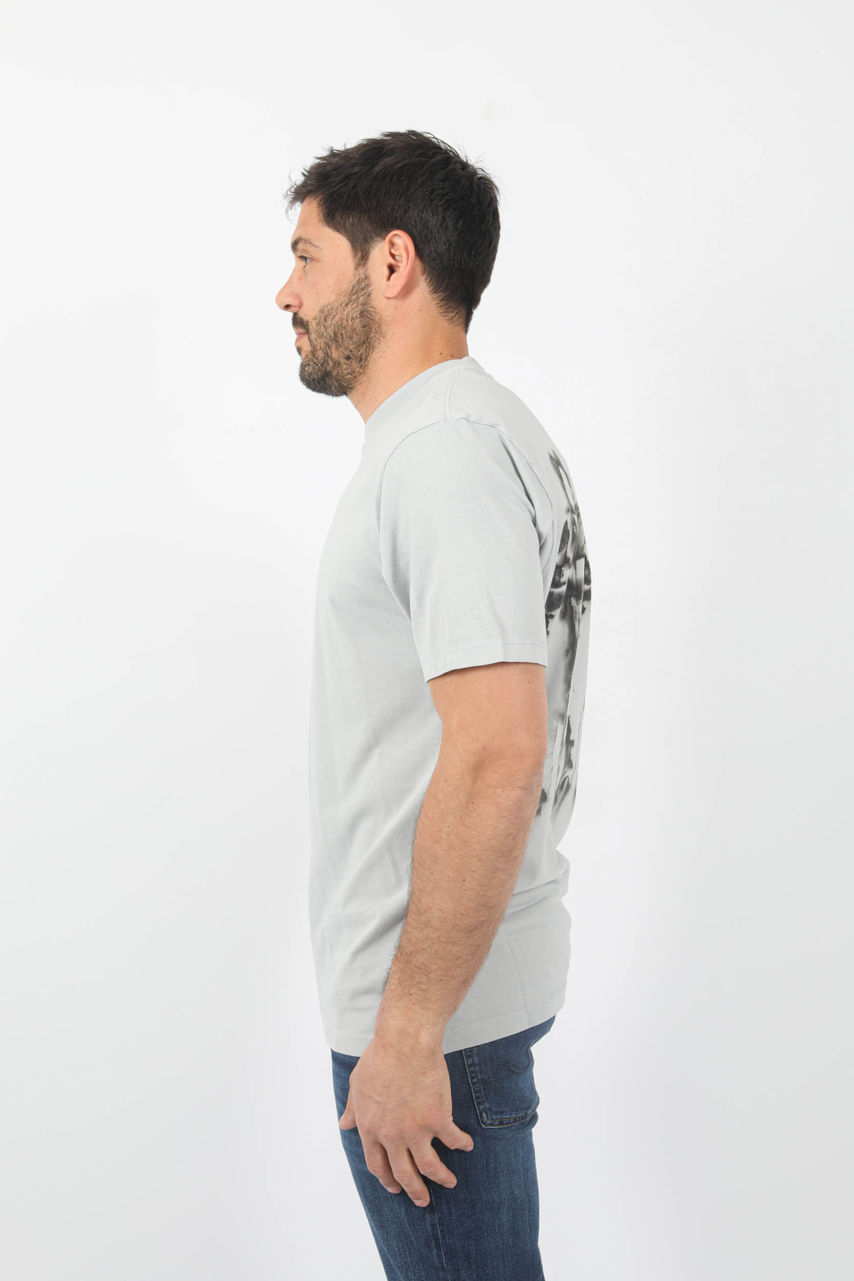 T-SHIRT C.P COMPANY BLEU/GRIS LOGO MARIN S346A-805