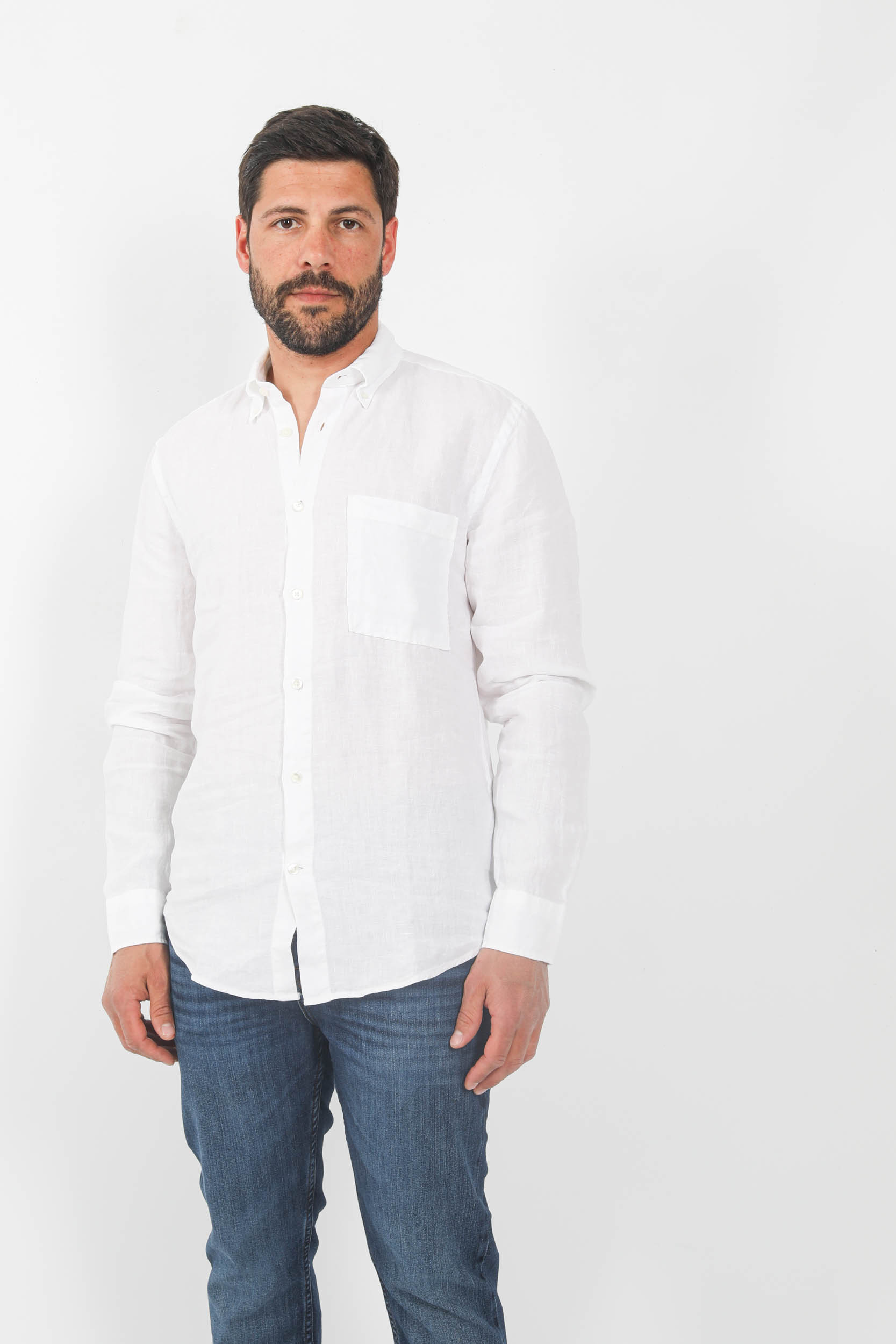 CHEMISE EN LIN NNO7 BLANCHE ARNE-001
