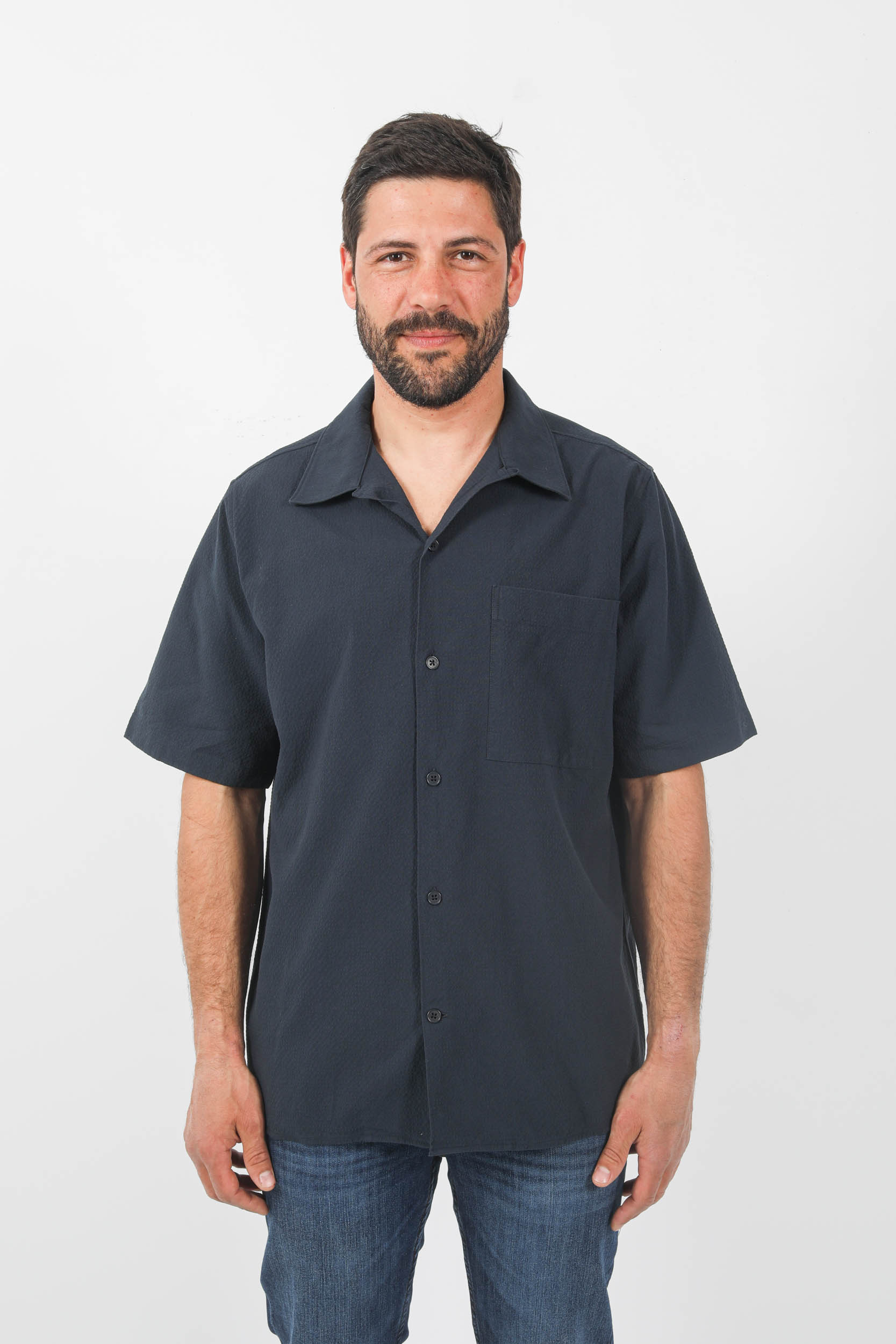 CHEMISE MANCHES COURTES NNO7 SEERSUCKER MARINE JULIO1040-200