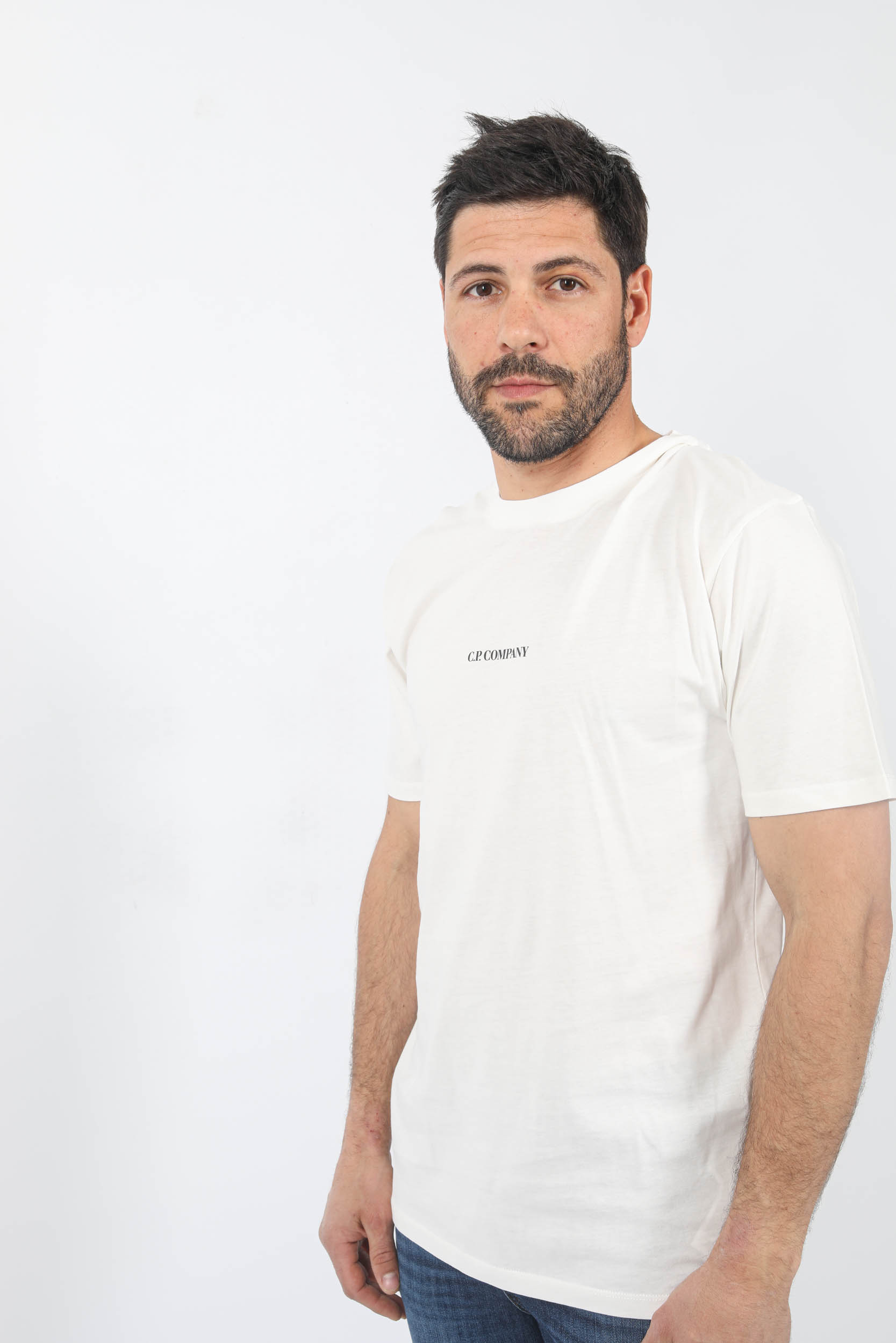 T-SHIRT C.P COMPANY BLANC LOGO DOS S190A-103