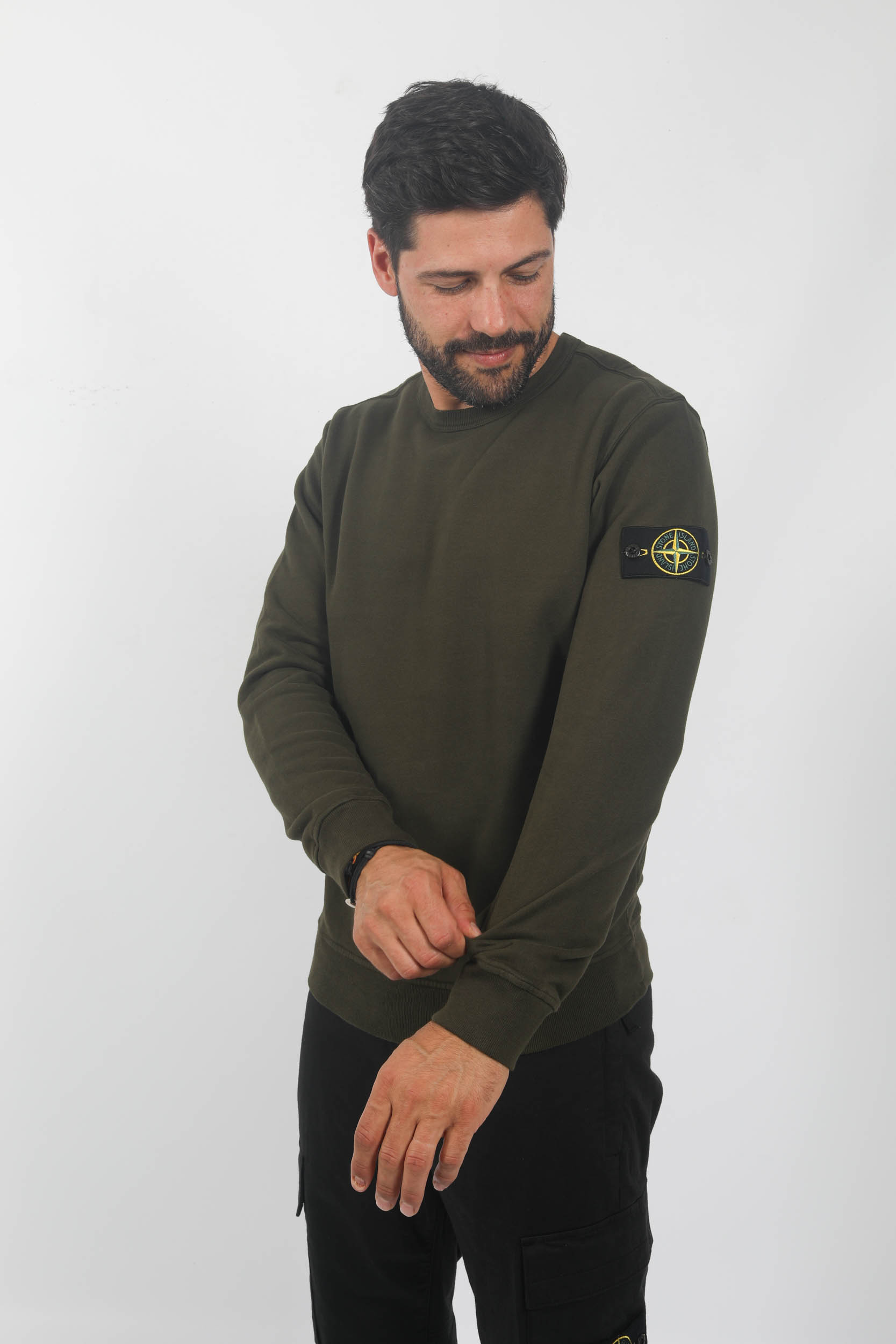 SWEAT COL ROND STONE ISLAND KAKI 791562420-V0058