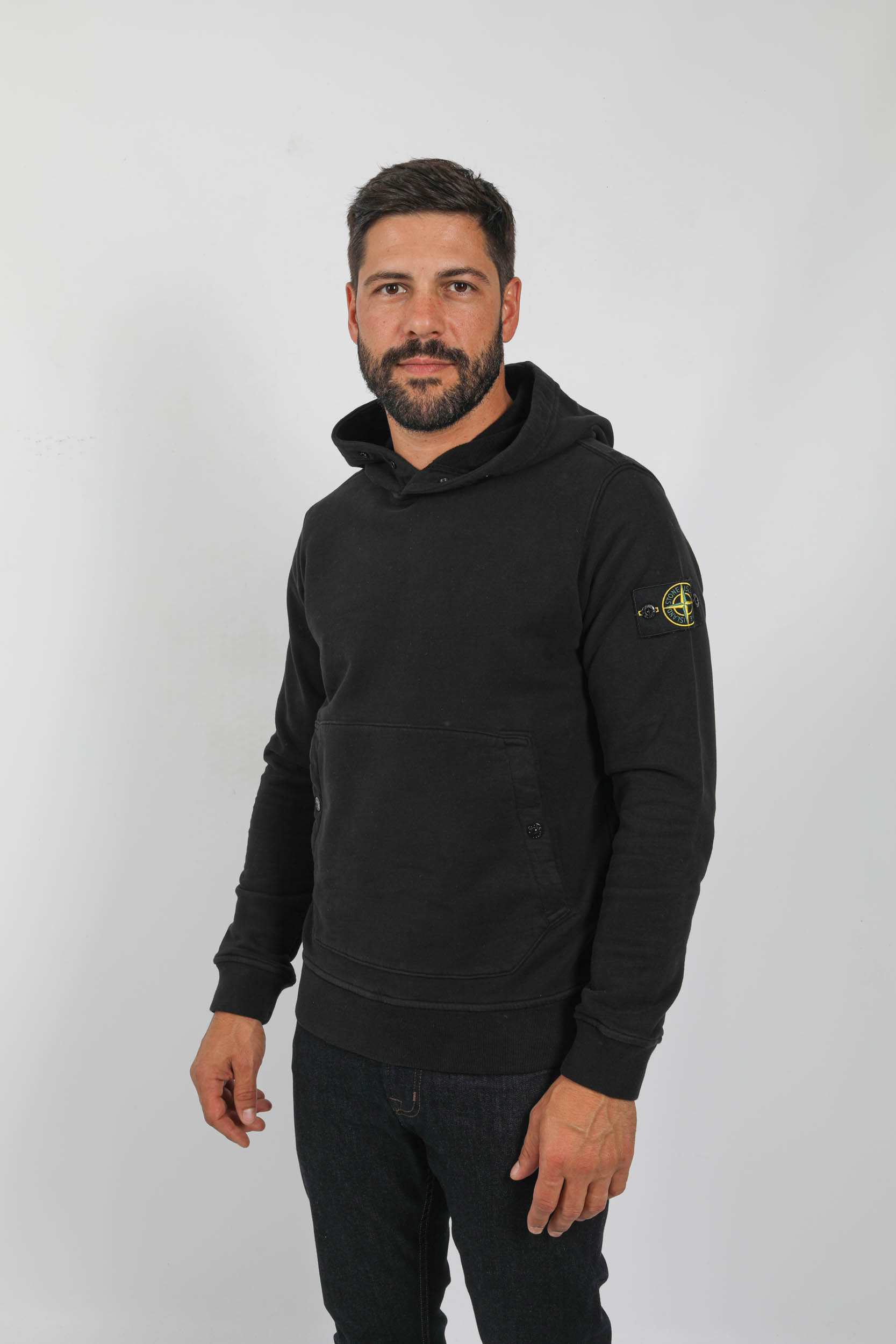 SWEAT A CAPUCHE STONE ISLAND NOIR 791561720-V0029