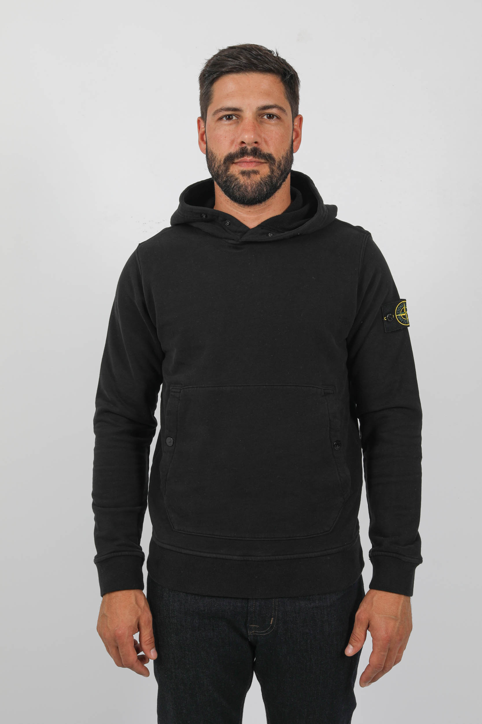 SWEAT A CAPUCHE STONE ISLAND NOIR 791561720-V0029