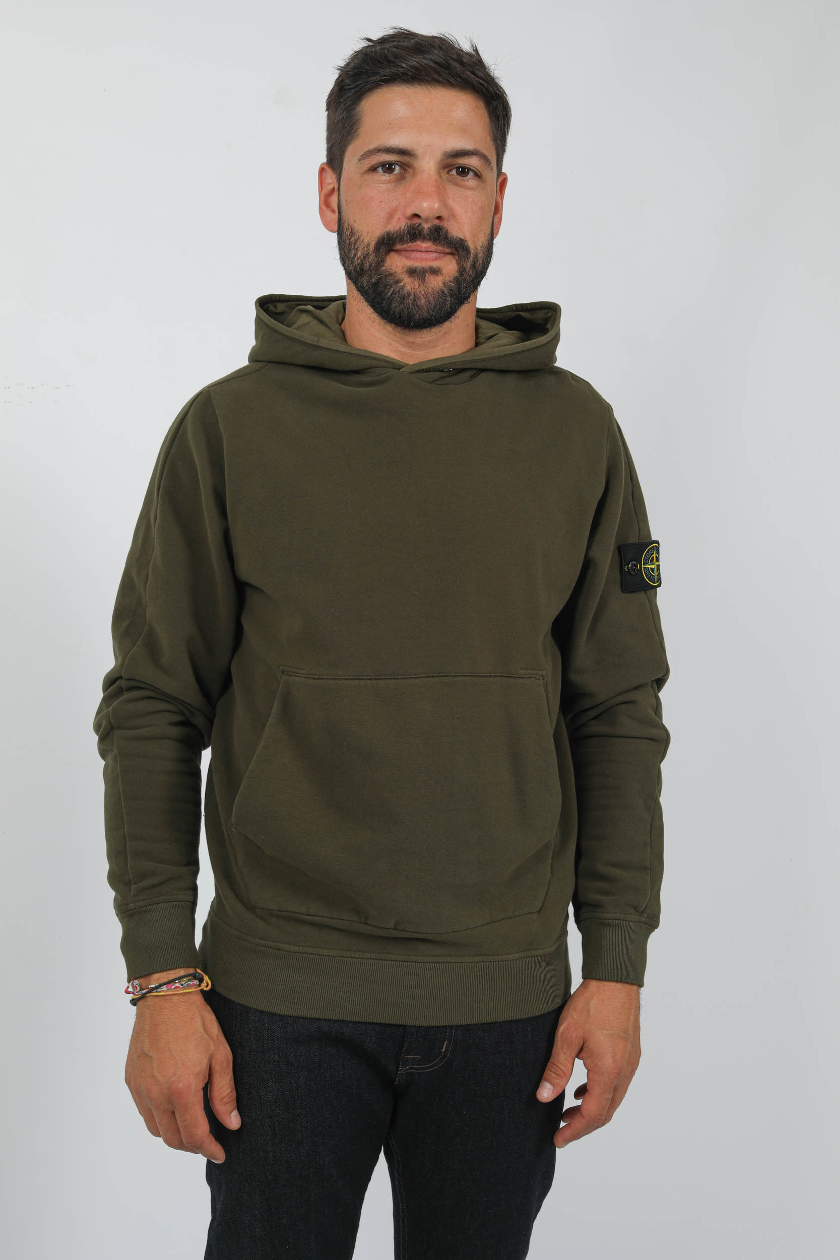 SWEAT A CAPUCHE STONE ISLAND COTON STRETCH KAKI 791561252-V0058