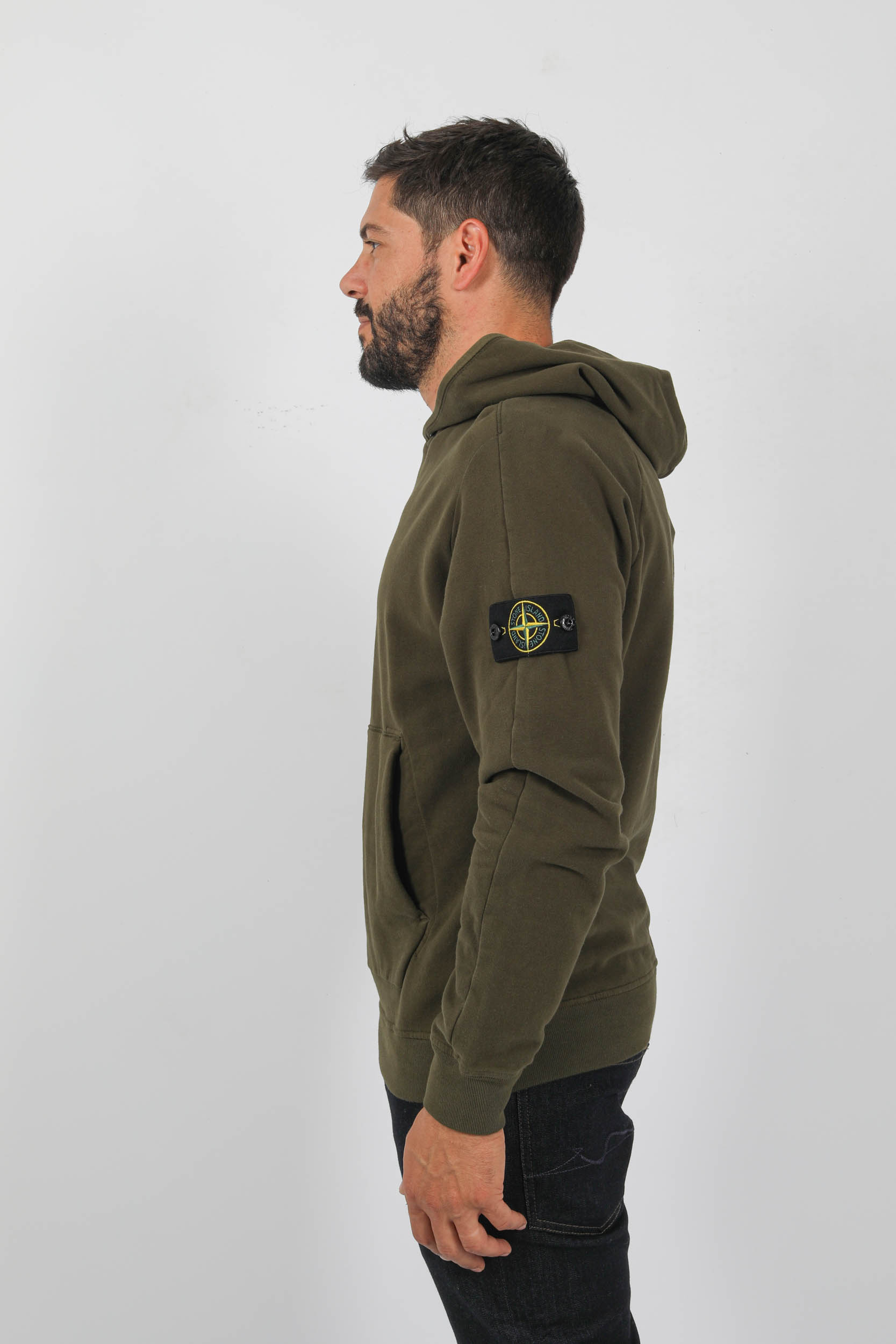 SWEAT A CAPUCHE STONE ISLAND COTON STRETCH KAKI 791561252-V0058