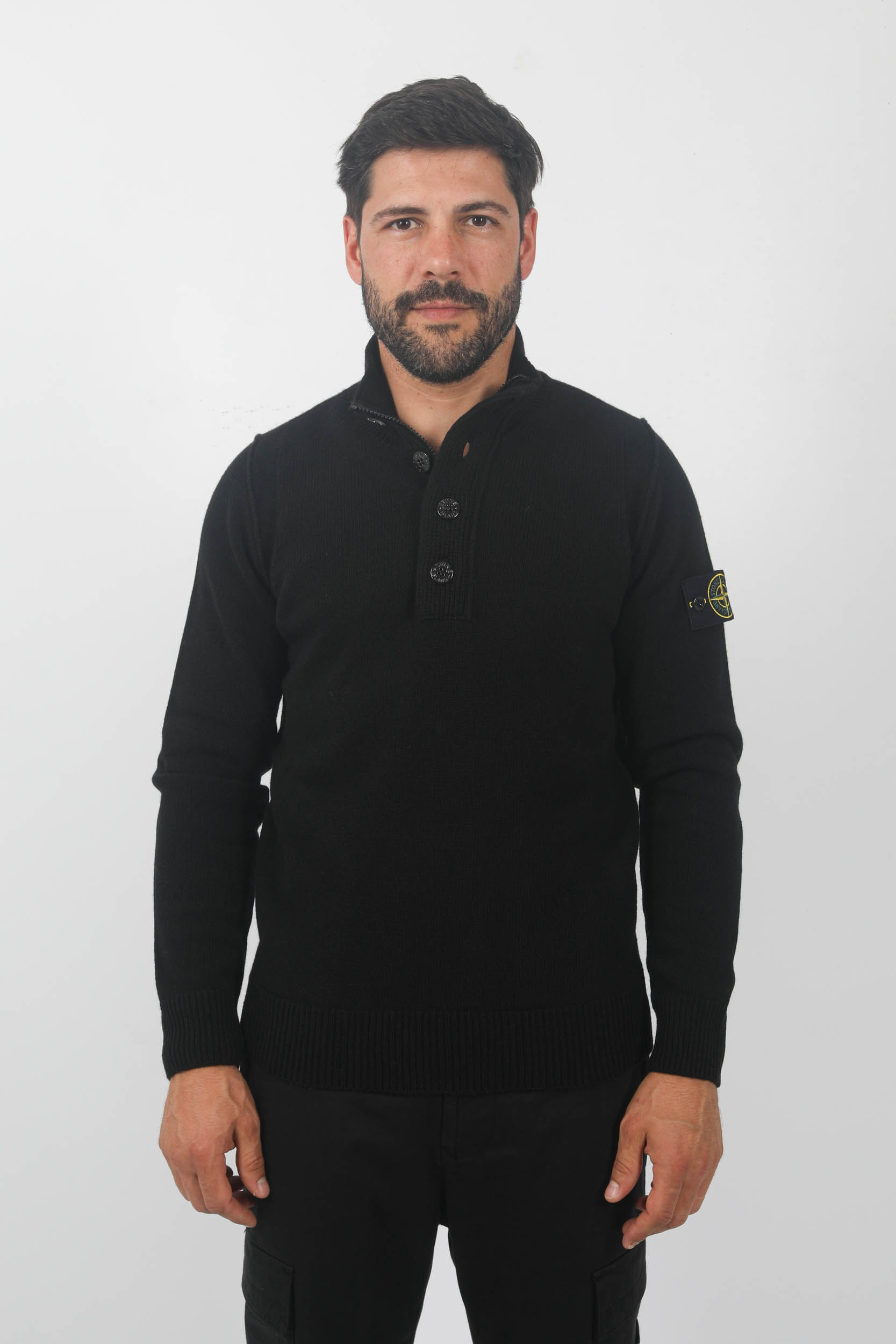PULL COL CAMIONEUR EN LAINE STONE ISLAND NOIR 7915540A3-A0029