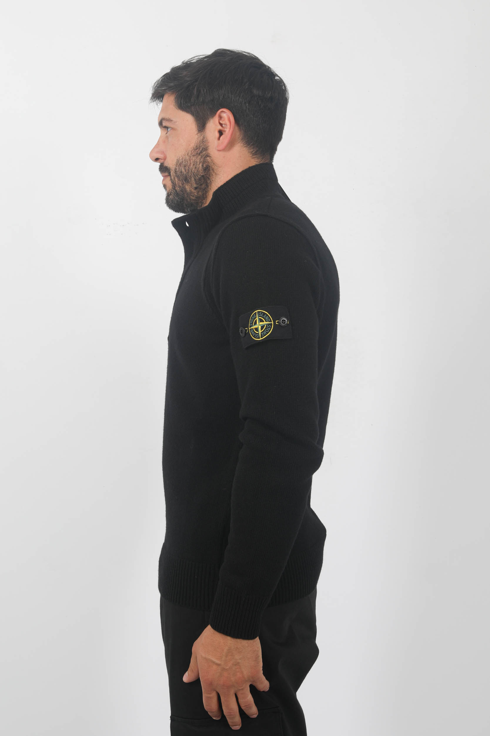 PULL COL CAMIONEUR EN LAINE STONE ISLAND NOIR 7915540A3-A0029