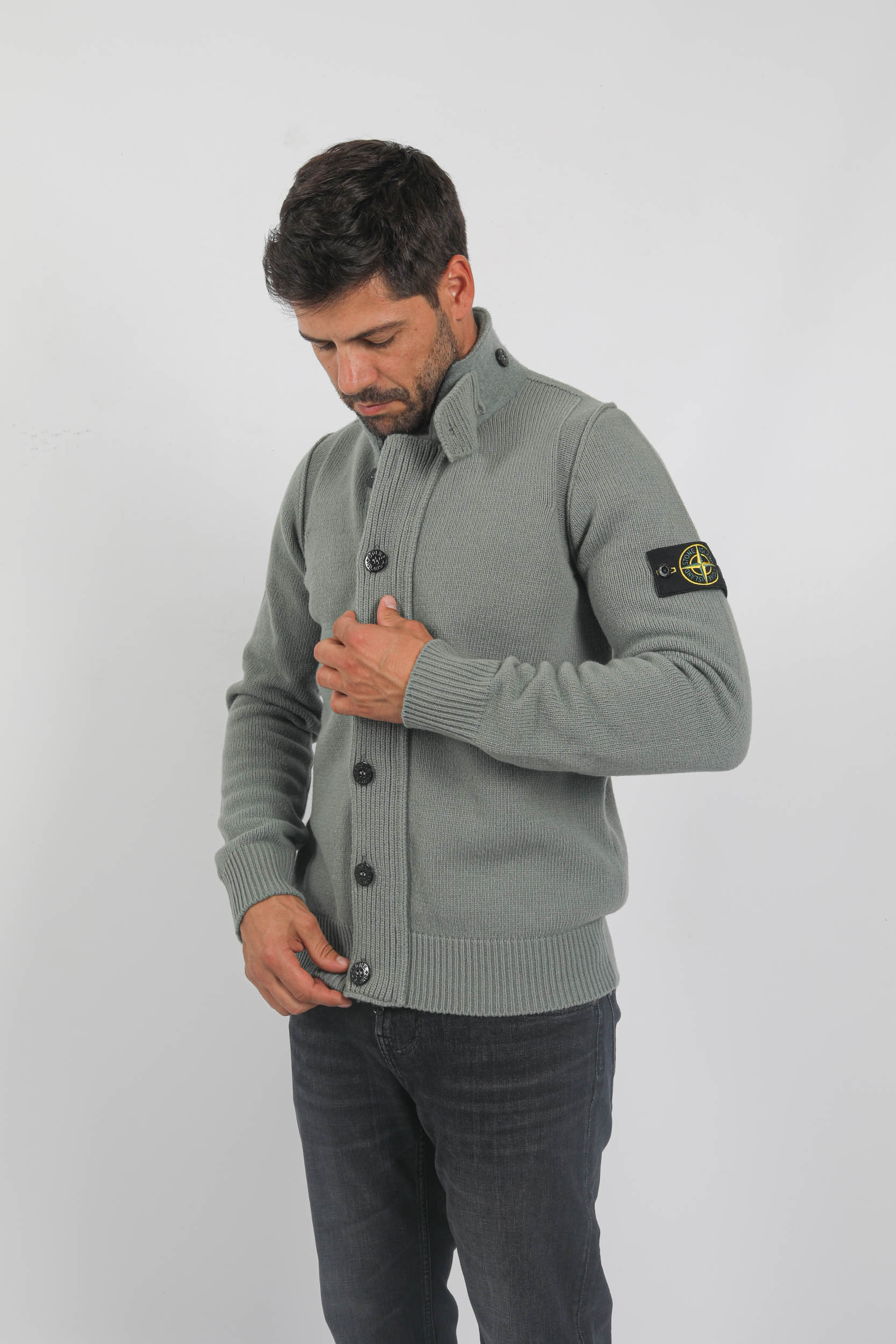 CARDIGAN EN LAINE STONE ISLAND VERT 7915547A3-V0055