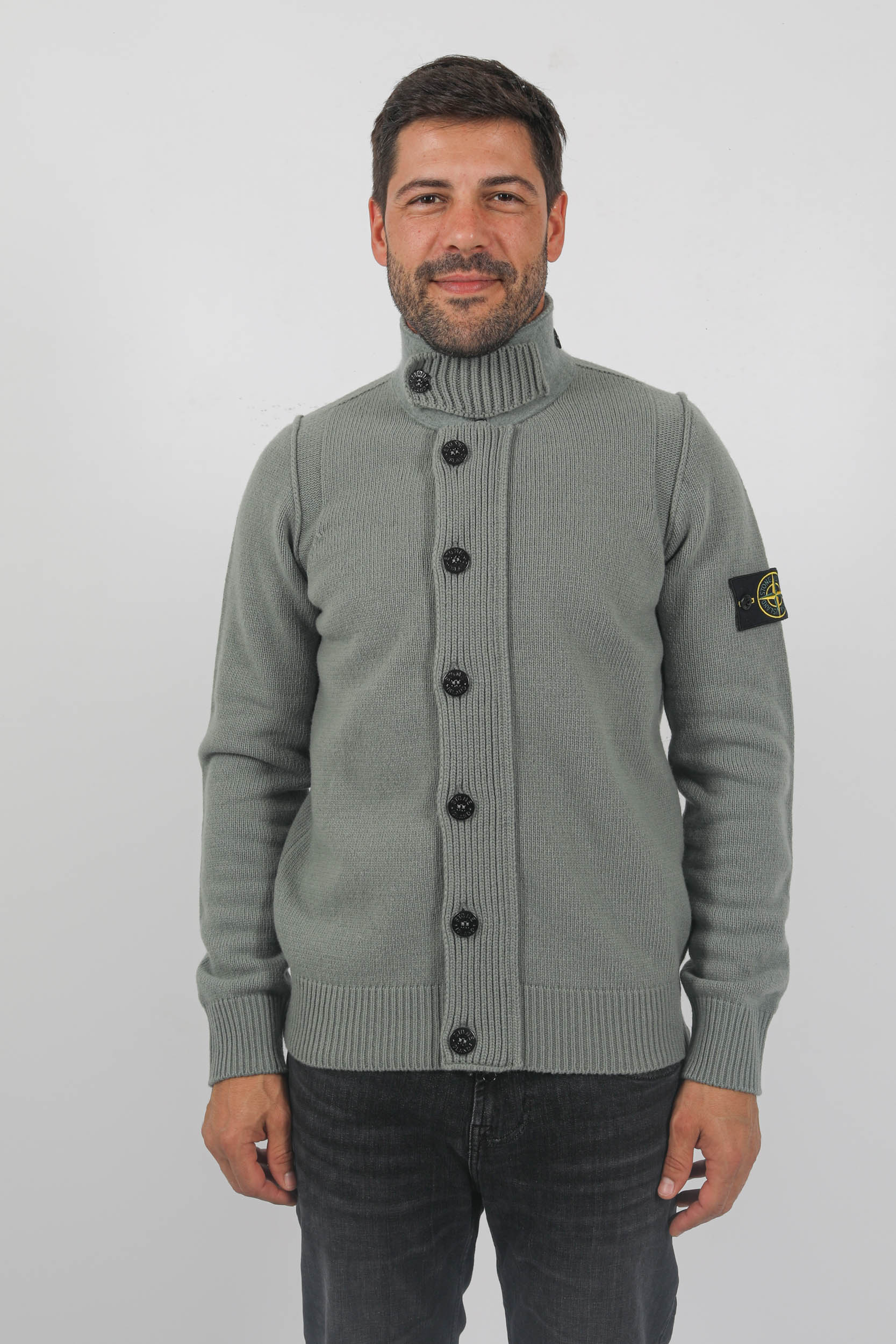 CARDIGAN EN LAINE STONE ISLAND VERT 7915547A3-V0055
