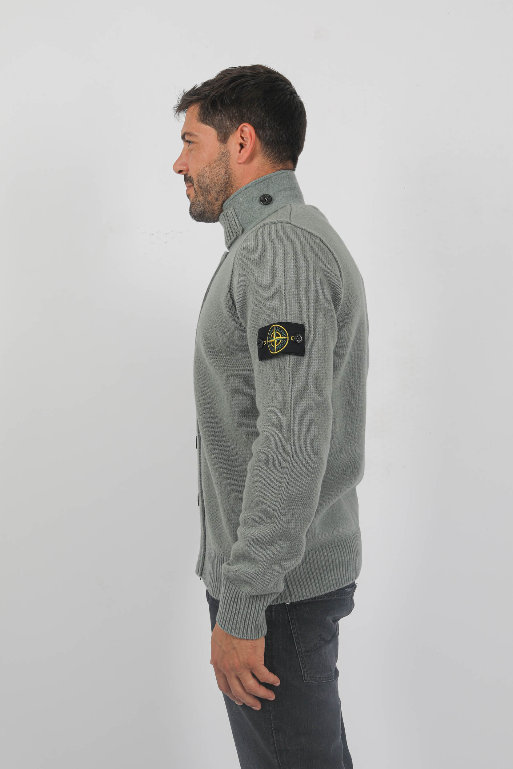 CARDIGAN EN LAINE STONE ISLAND VERT 7915547A3-V0055