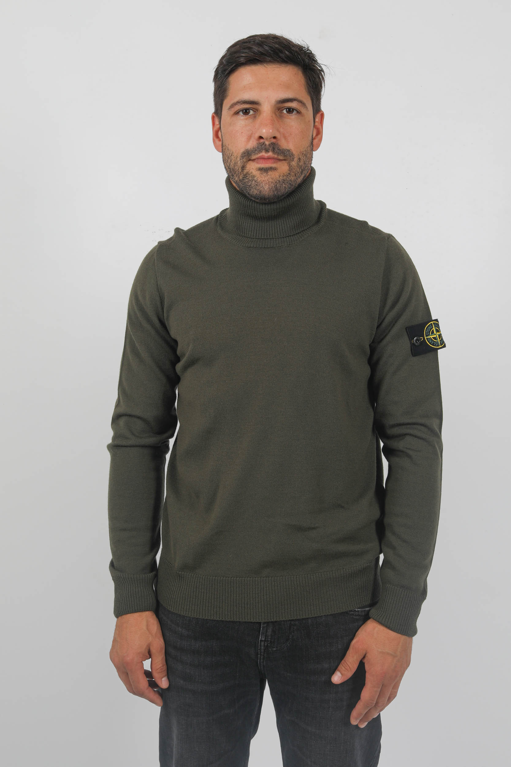 PULL COL ROULE MERINOS STONE ISLAND KAKI 7915525C4-V0058