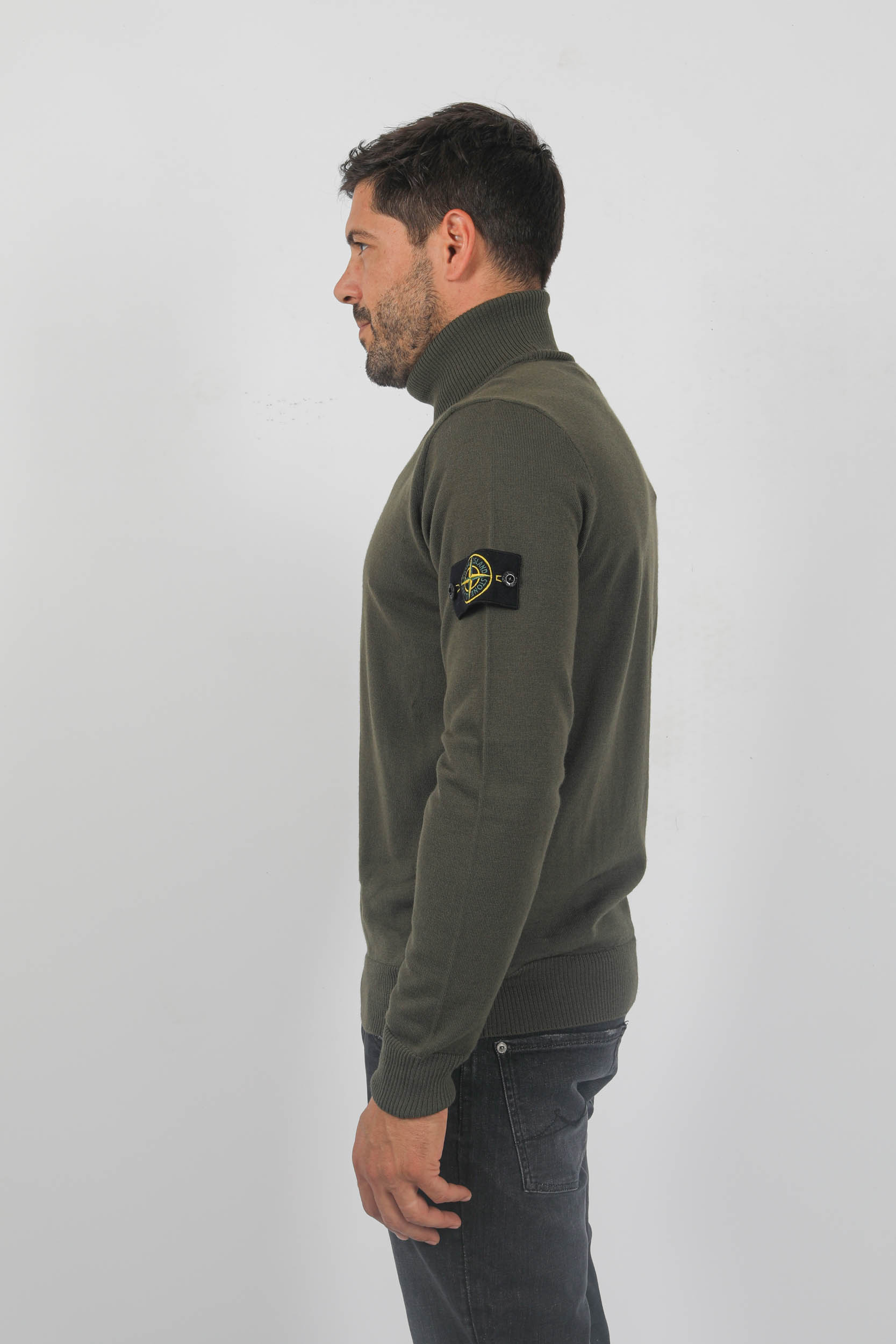 PULL COL ROULE MERINOS STONE ISLAND KAKI 7915525C4-V0058