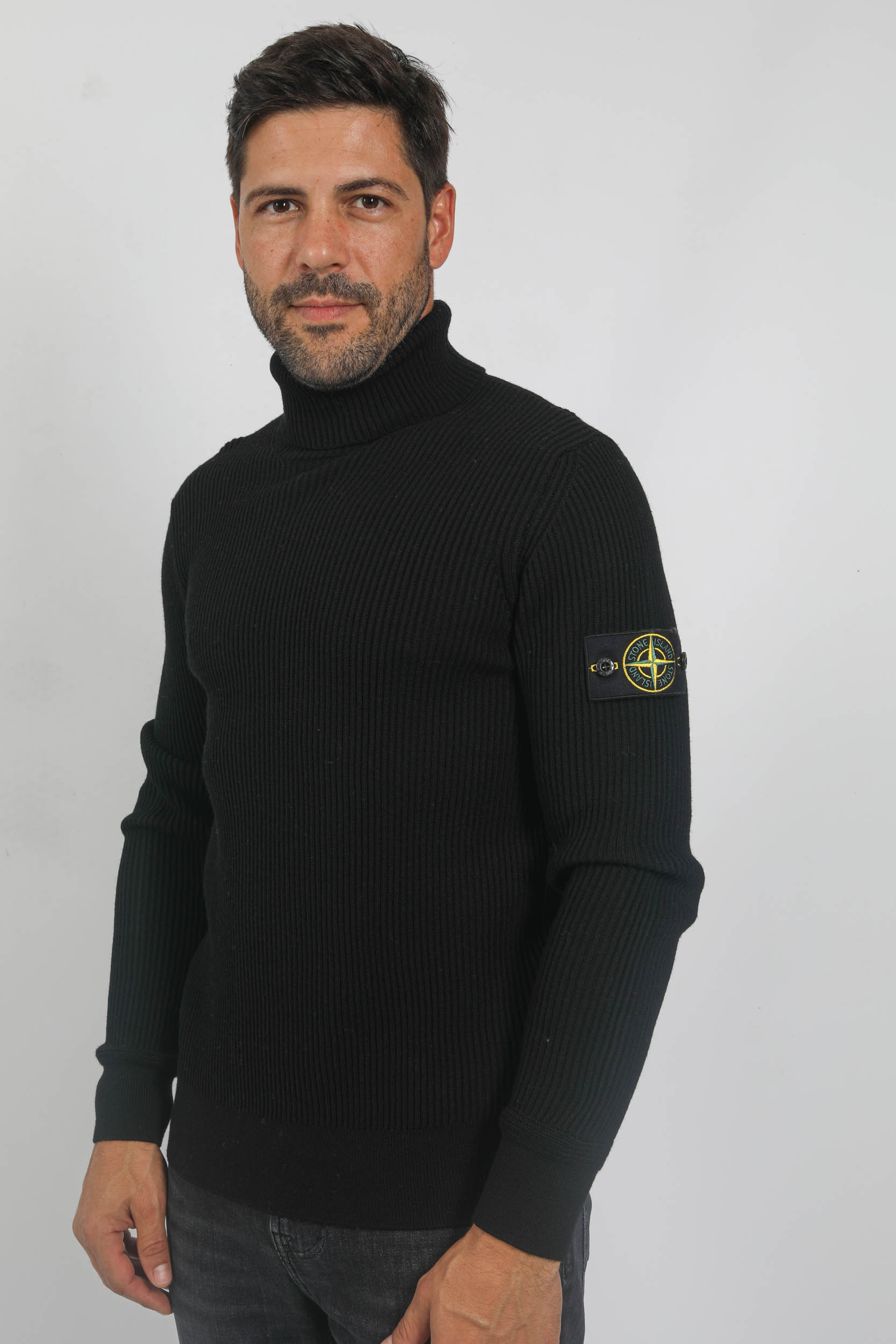 PULL STONE ISLAND COL ROULE COTES ANGLAISES NOIR 7915552C2-V0029
