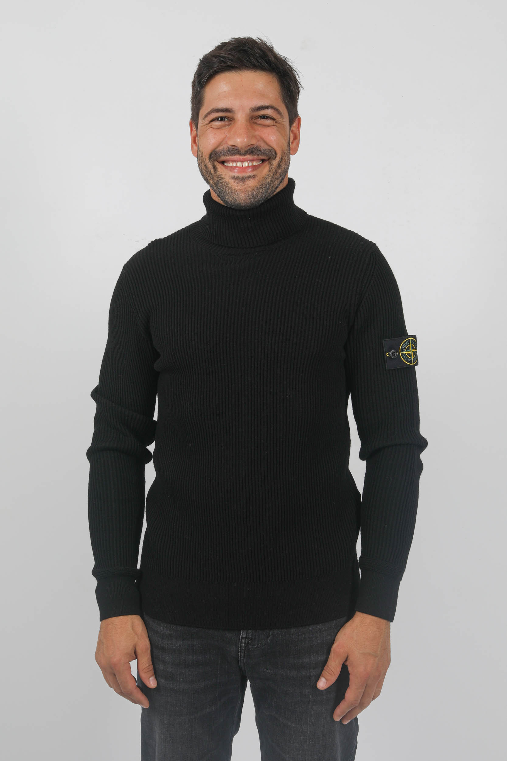 PULL STONE ISLAND COL ROULE COTES ANGLAISES NOIR 7915552C2-V0029