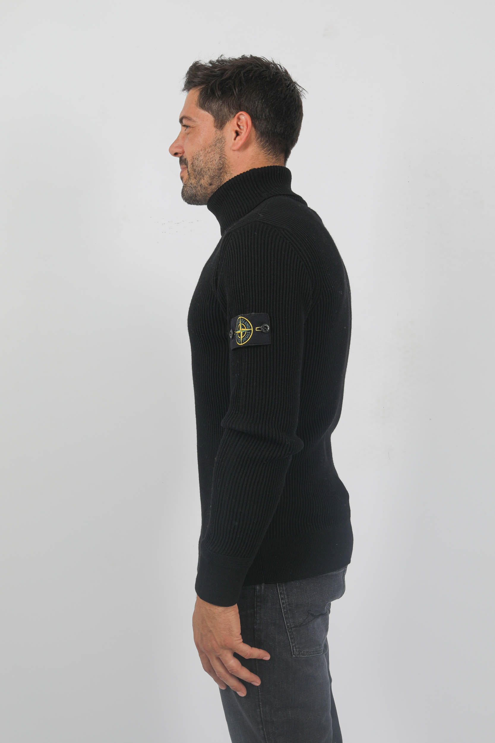 PULL STONE ISLAND COL ROULE COTES ANGLAISES NOIR 7915552C2-V0029
