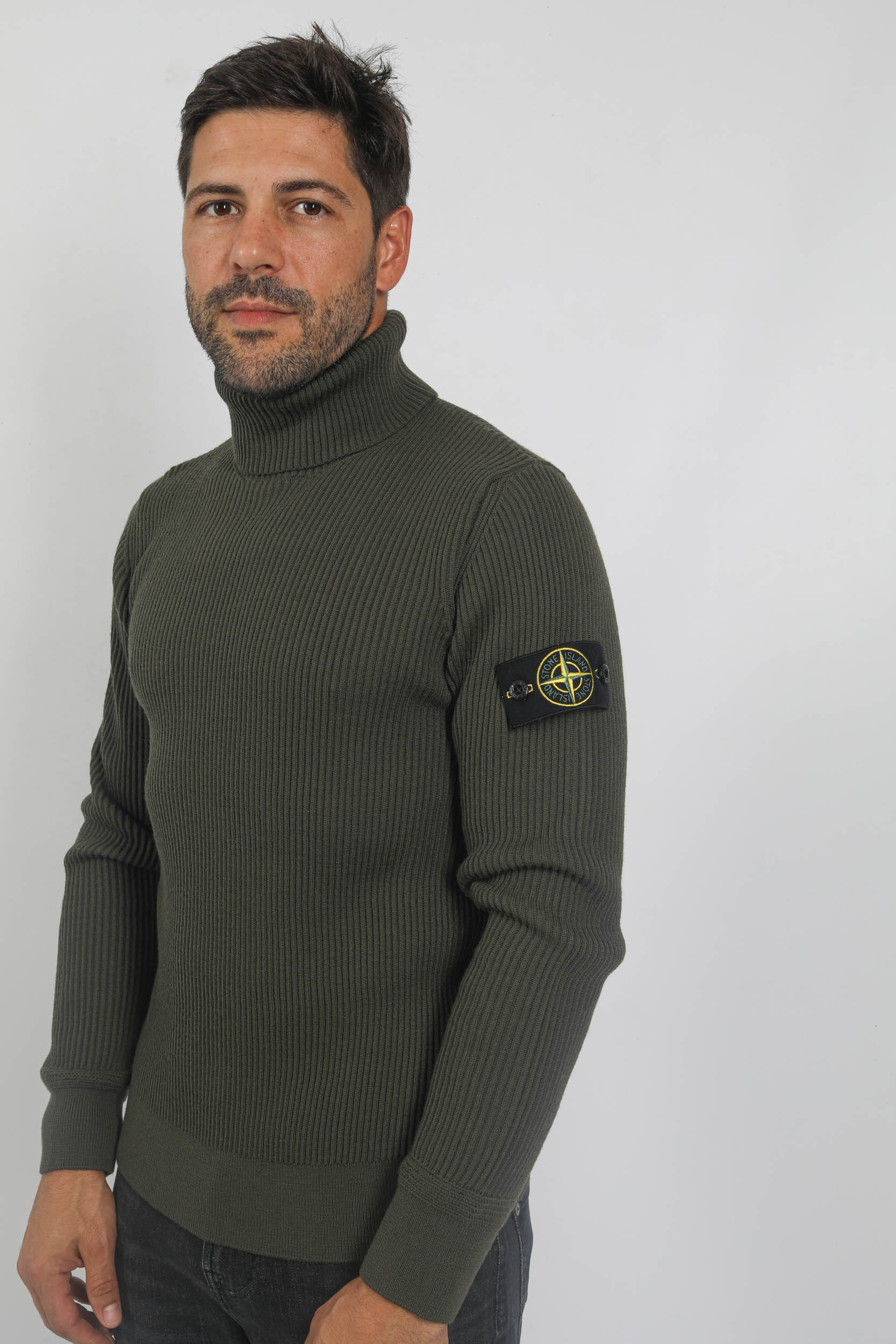 PULL STONE ISLAND COL ROULE COTES ANGLAISES KAKI 7915552C2-V0058