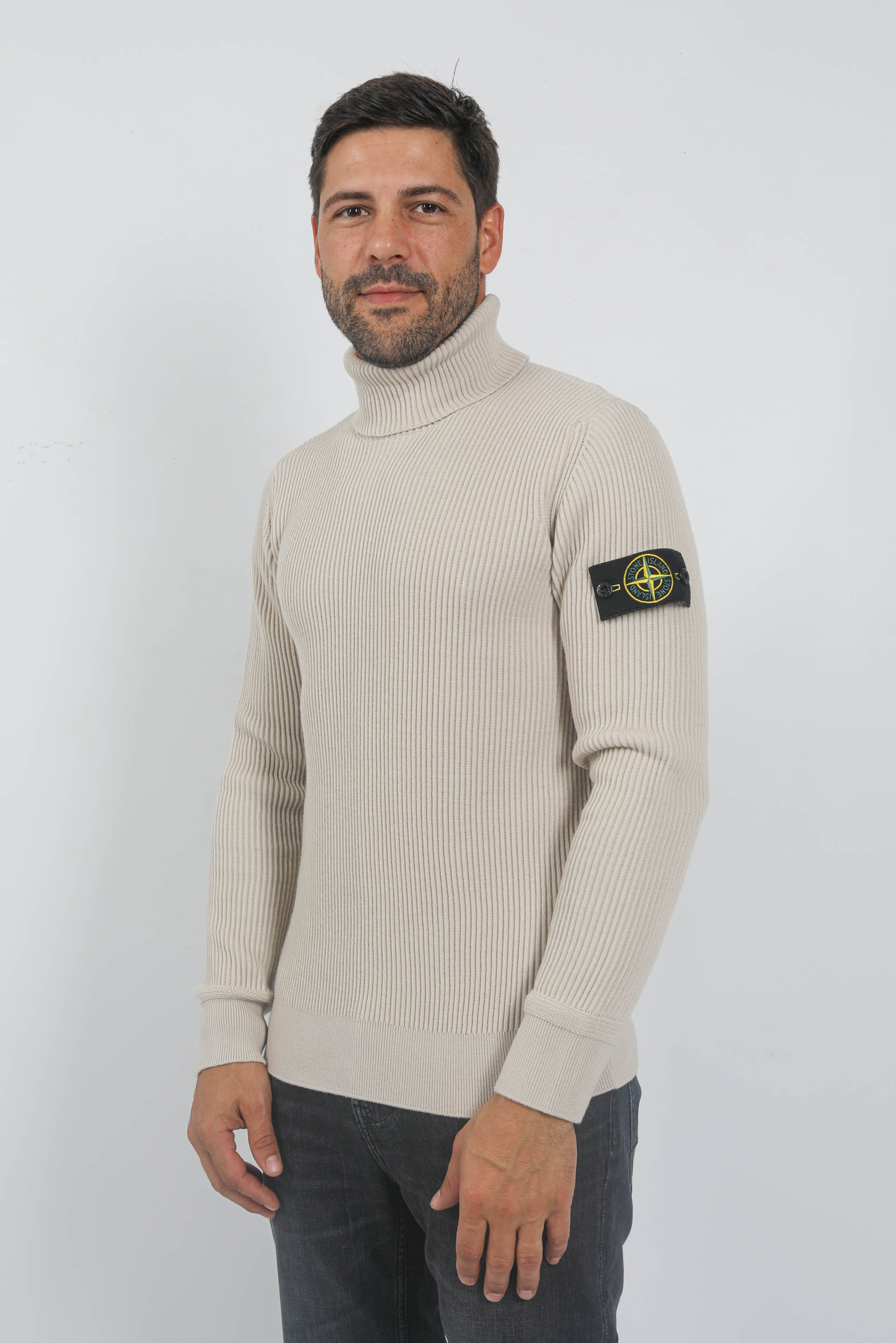 PULL STONE ISLAND COL ROULE COTES ANGLAISES BEIGE 7915552C2-V0097