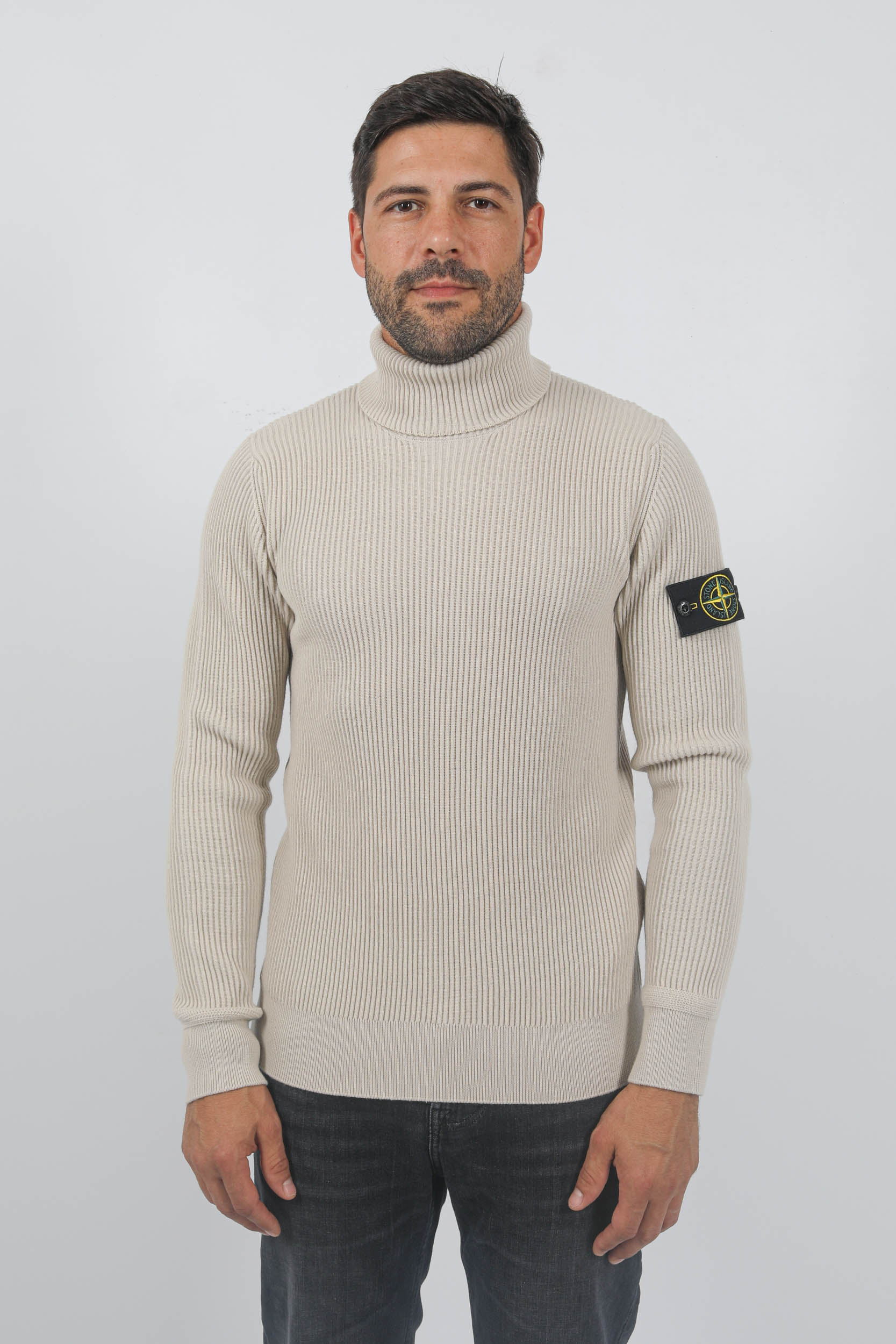 PULL STONE ISLAND COL ROULE COTES ANGLAISES BEIGE 7915552C2-V0097