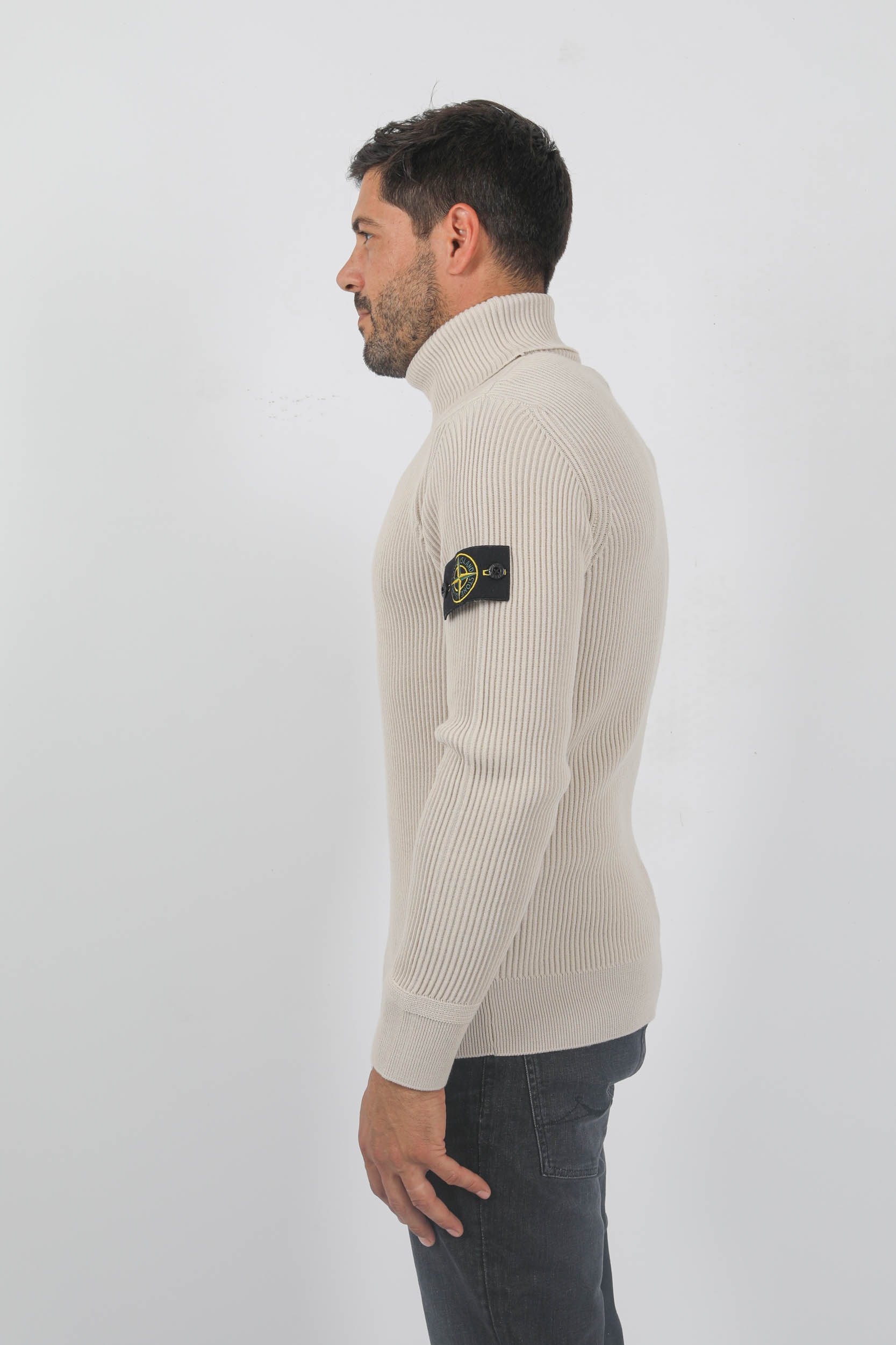 PULL STONE ISLAND COL ROULE COTES ANGLAISES BEIGE 7915552C2-V0097