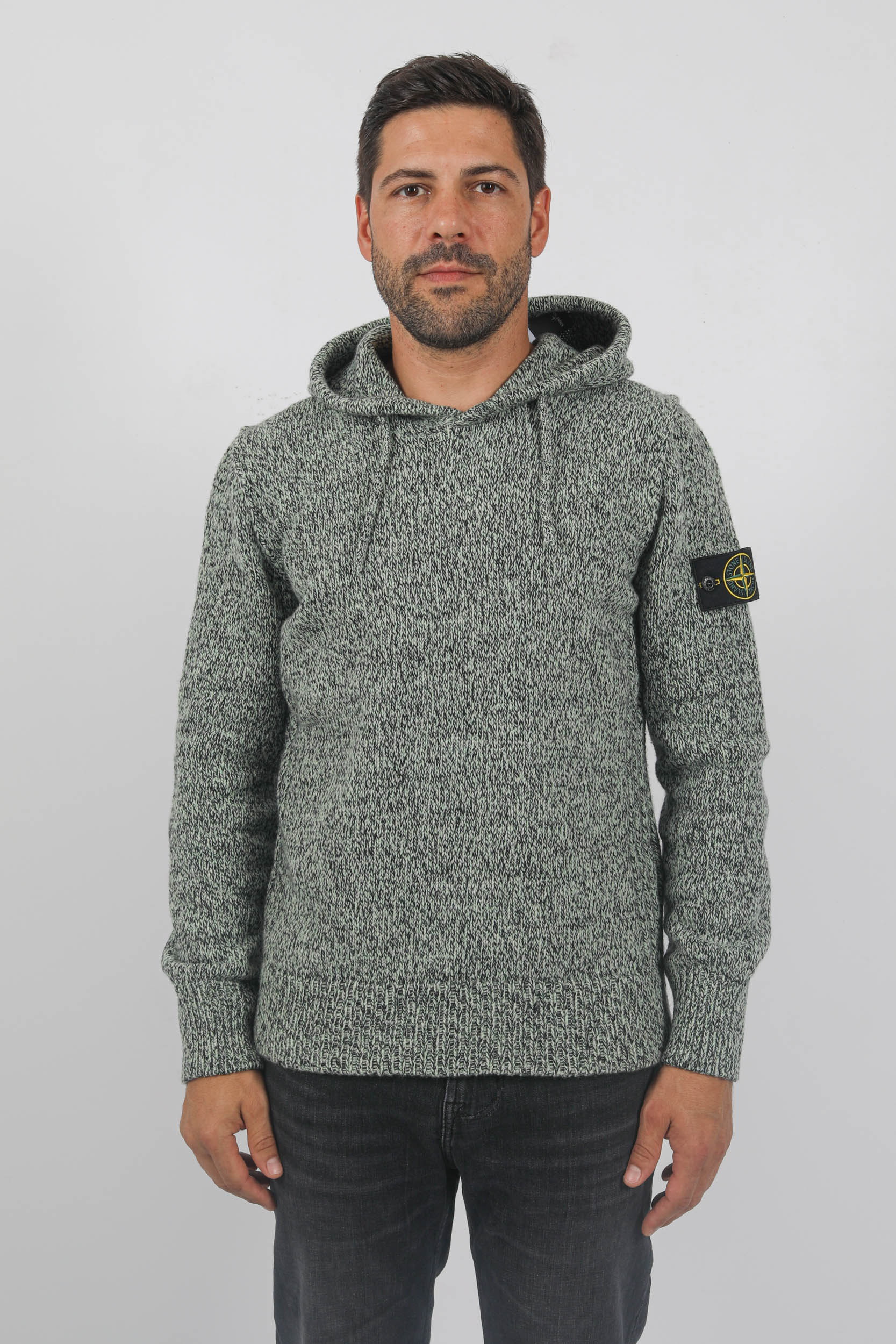 PULL STONE ISLAND LAINE D'AGNEAU NOIR/VERT 7915559A4-V0052
