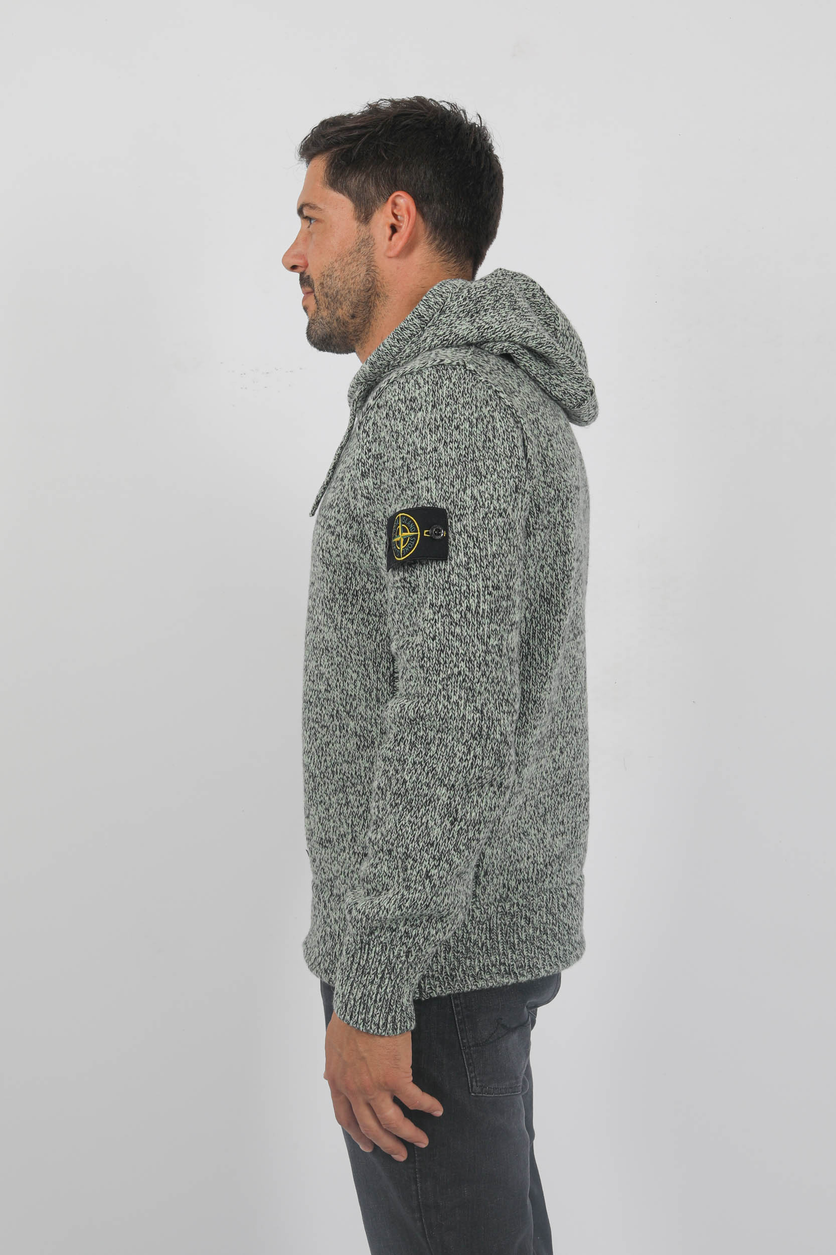 PULL STONE ISLAND LAINE D'AGNEAU NOIR/VERT 7915559A4-V0052