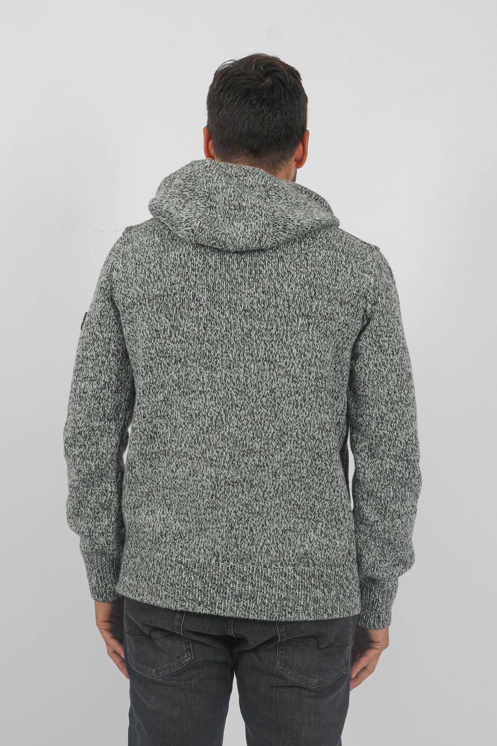 PULL STONE ISLAND LAINE D'AGNEAU NOIR/VERT 7915559A4-V0052