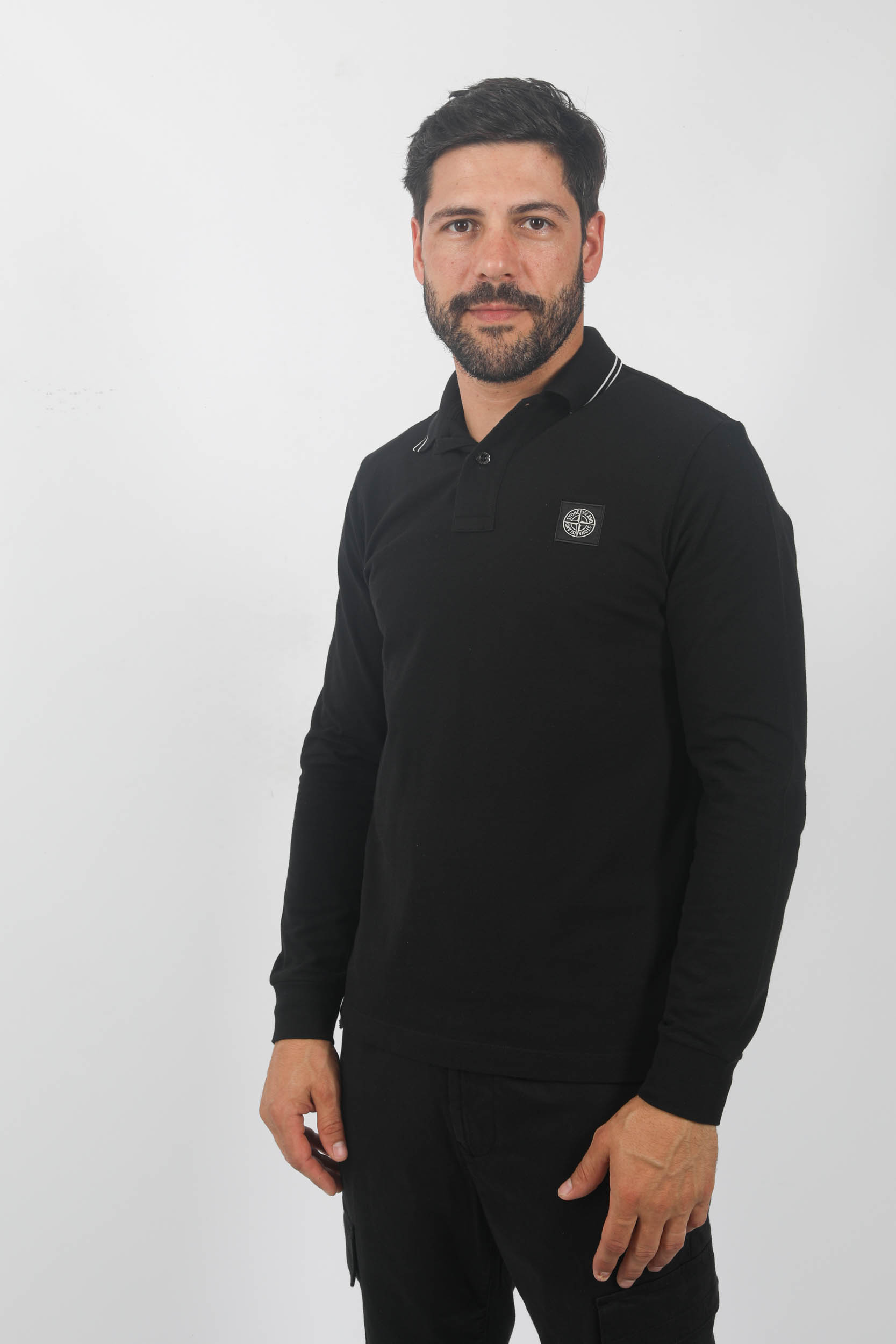 POLO MANCHES LONGUES STONE ISLAND NOIR 79152SL18-A0029