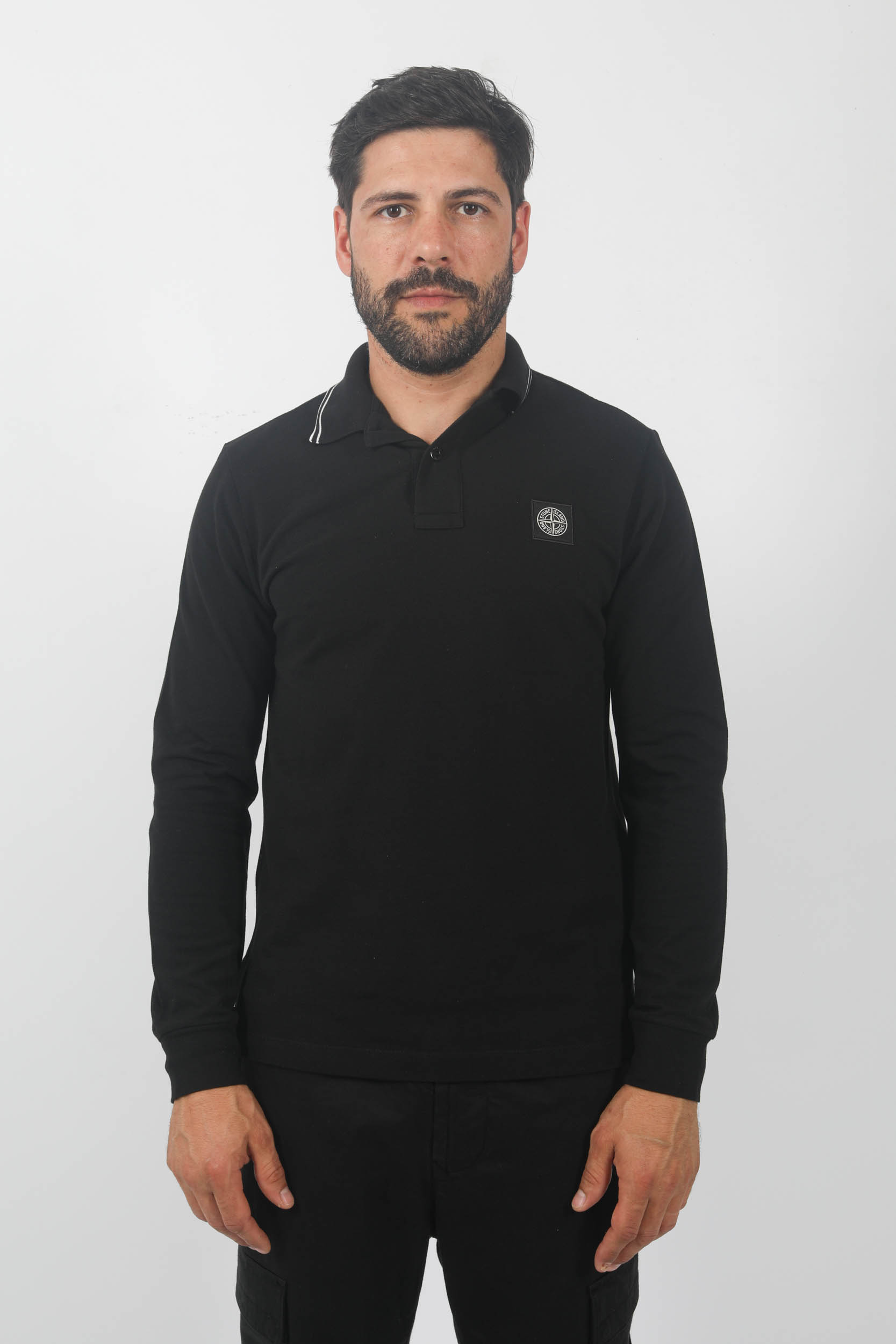 POLO MANCHES LONGUES STONE ISLAND NOIR 79152SL18-A0029