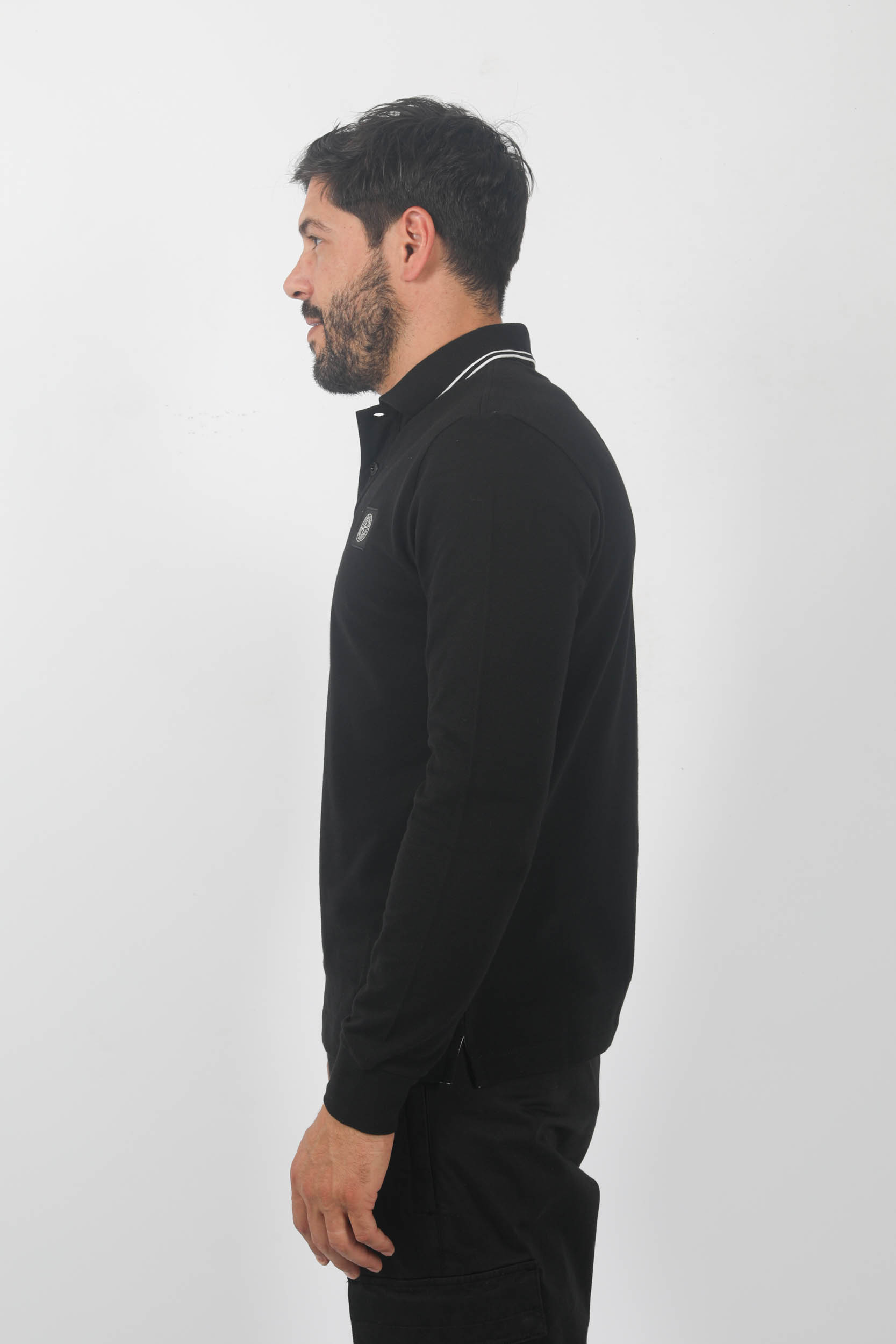POLO MANCHES LONGUES STONE ISLAND NOIR 79152SL18-A0029