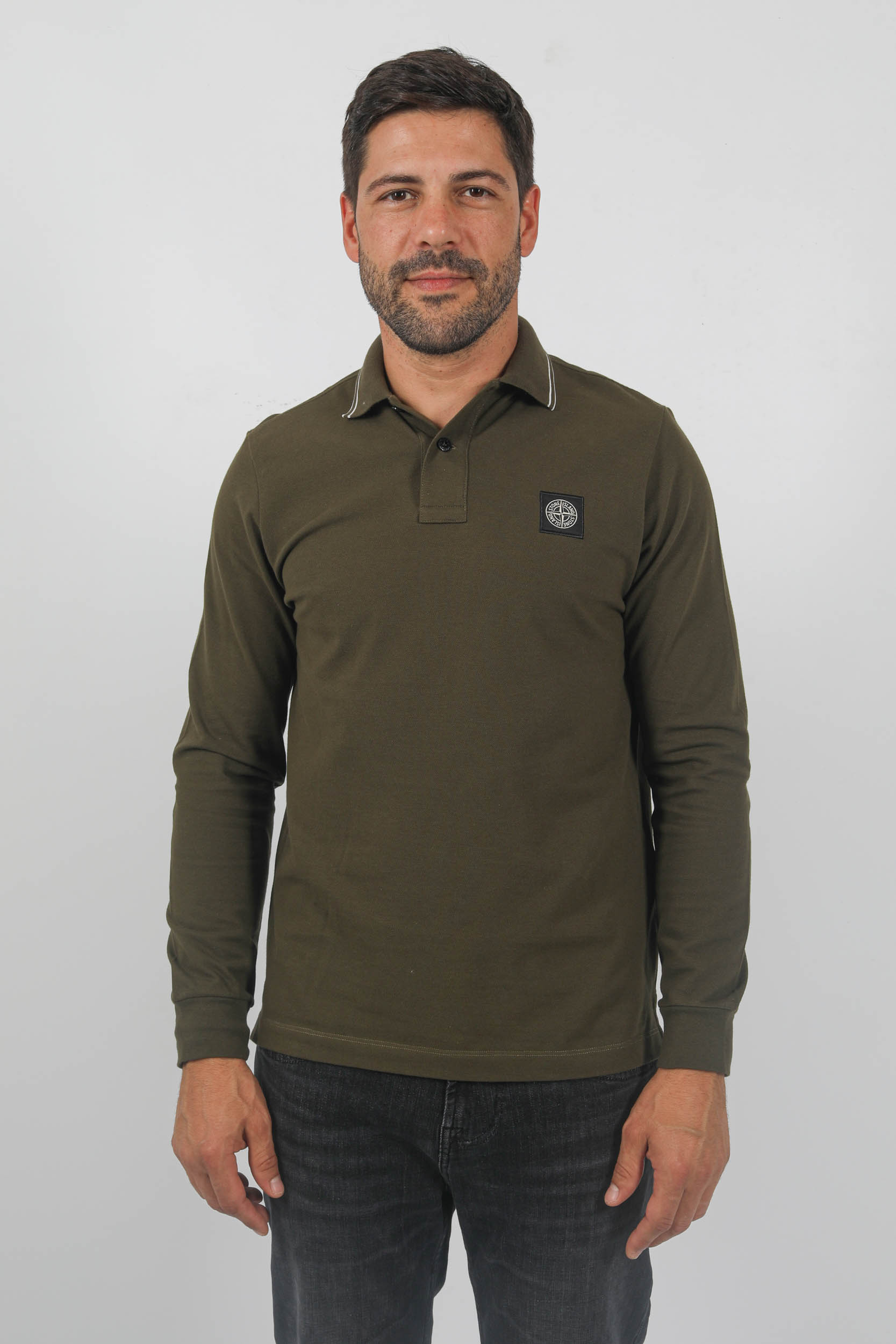 POLO MANCHES LONGUES STONE ISLAND KAKI 79152SL18-V0058