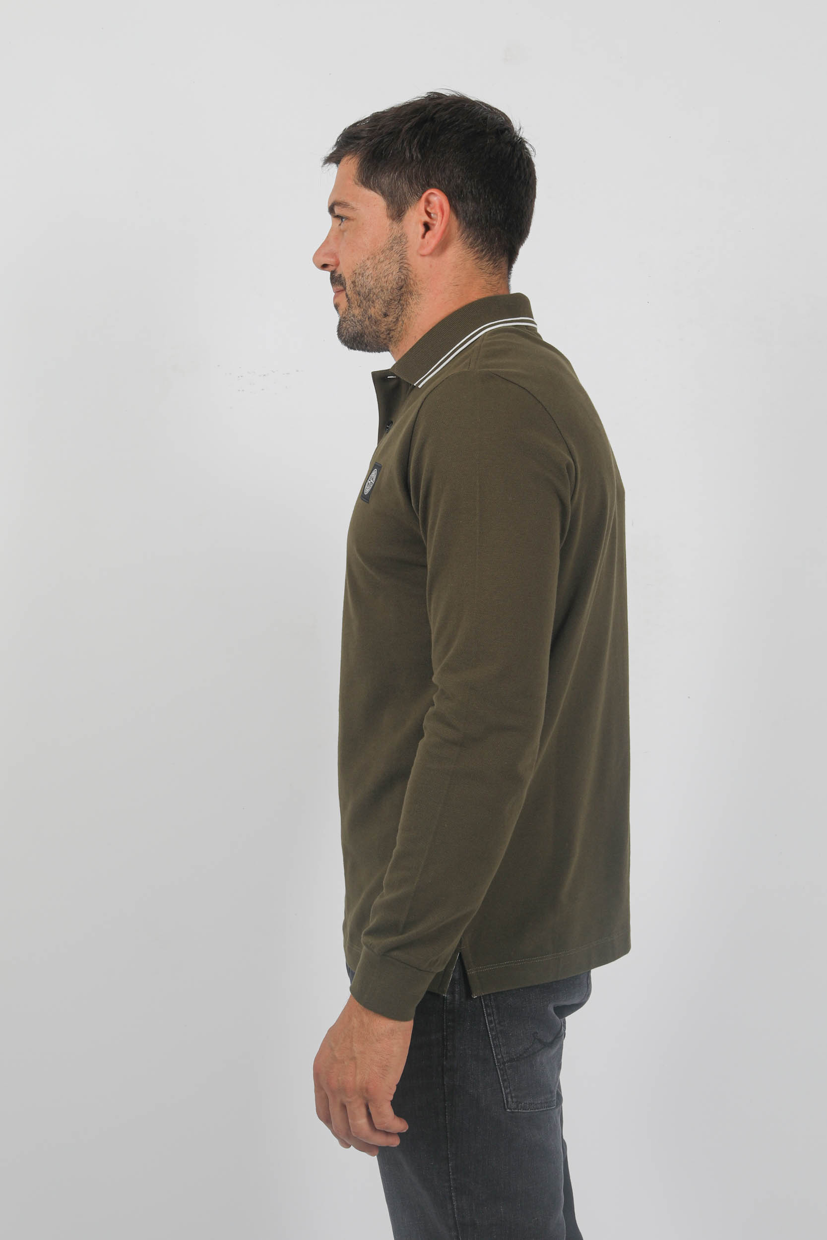 POLO MANCHES LONGUES STONE ISLAND KAKI 79152SL18-V0058