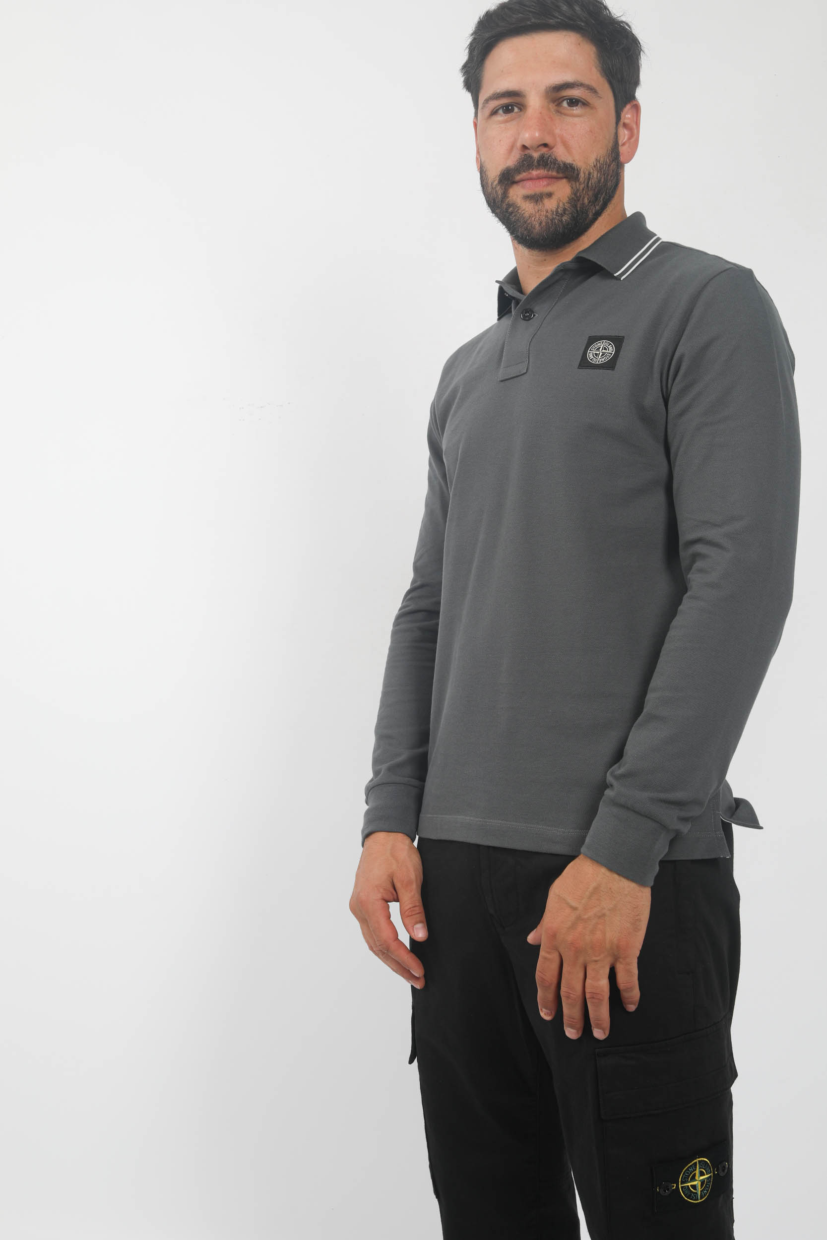POLO MANCHES LONGUES STONE ISLAND ANTHRACITE 79152SL18-V0062