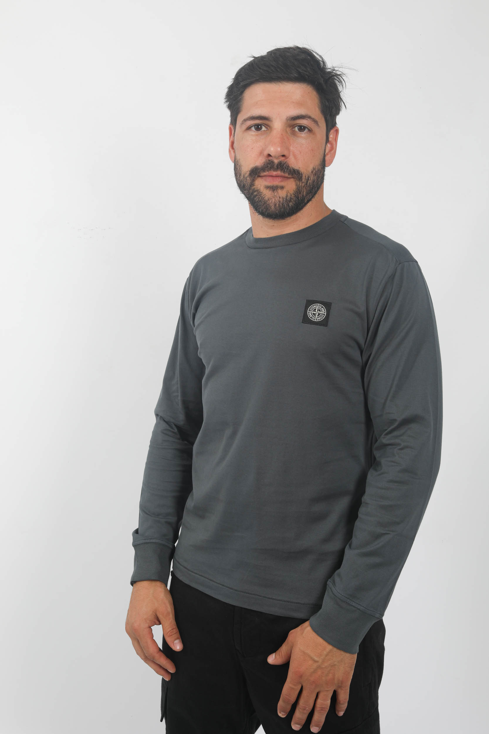 T-SHIRT STONE ISLAND MANCHES LONGUES ANTHRACITE 791522713-V0062