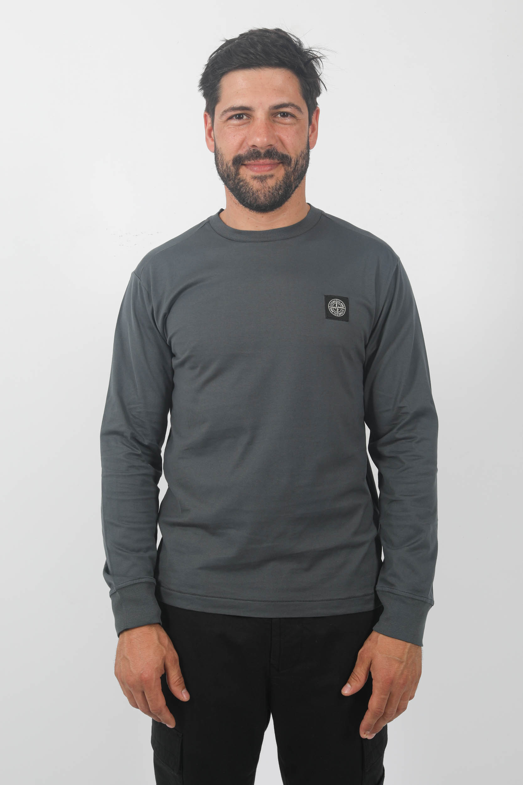 T-SHIRT STONE ISLAND MANCHES LONGUES ANTHRACITE 791522713-V0062