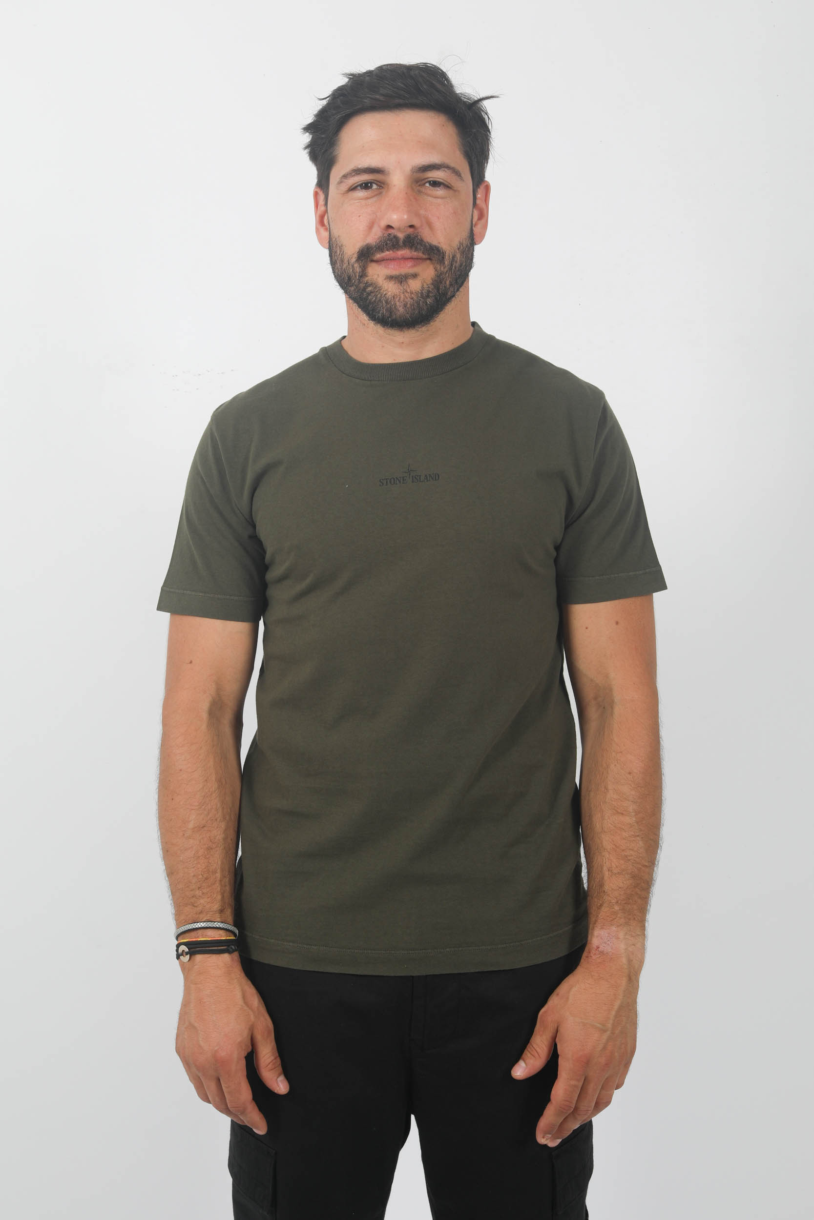 T-SHIRT STONE ISLAND KAKI LOGO DOS 79152NS82-V0058