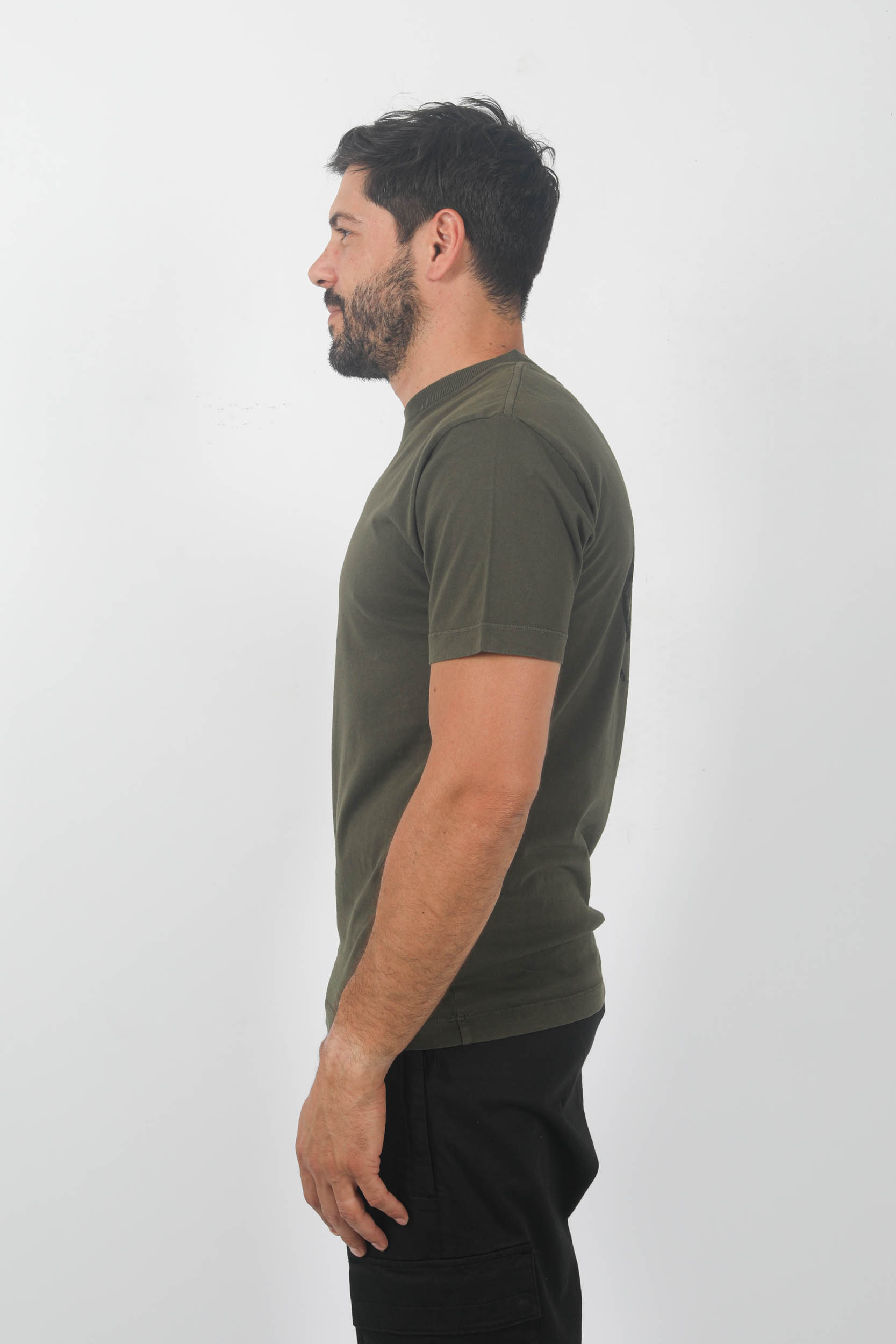 T-SHIRT STONE ISLAND KAKI LOGO DOS 79152NS82-V0058