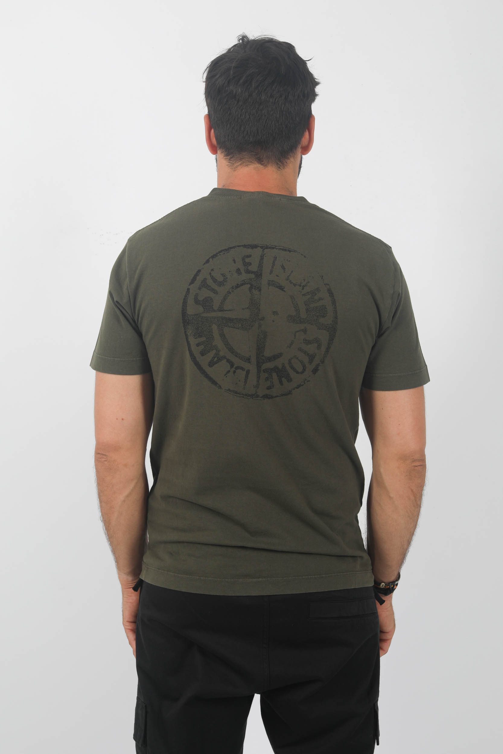 T-SHIRT STONE ISLAND KAKI LOGO DOS 79152NS82-V0058