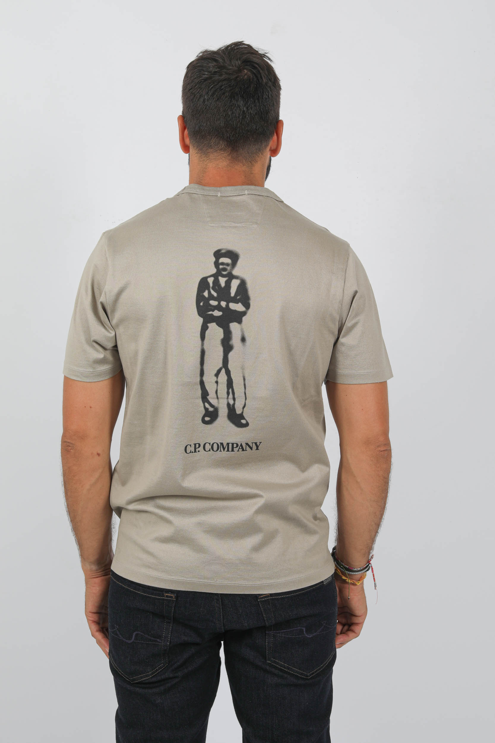 T-SHIRT C.P COMPANY BEIGE LOGO AU DOS S155A-335
