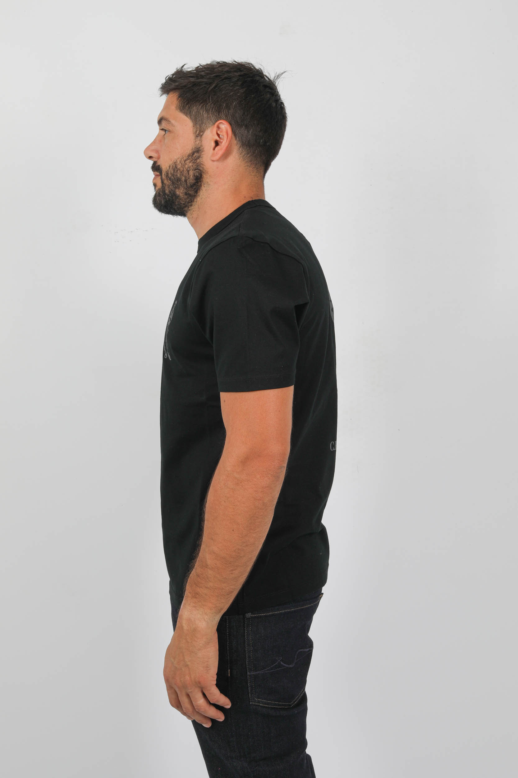 T-SHIRT C.P COMPANY NOIR LOGO AU DOS S155A-999