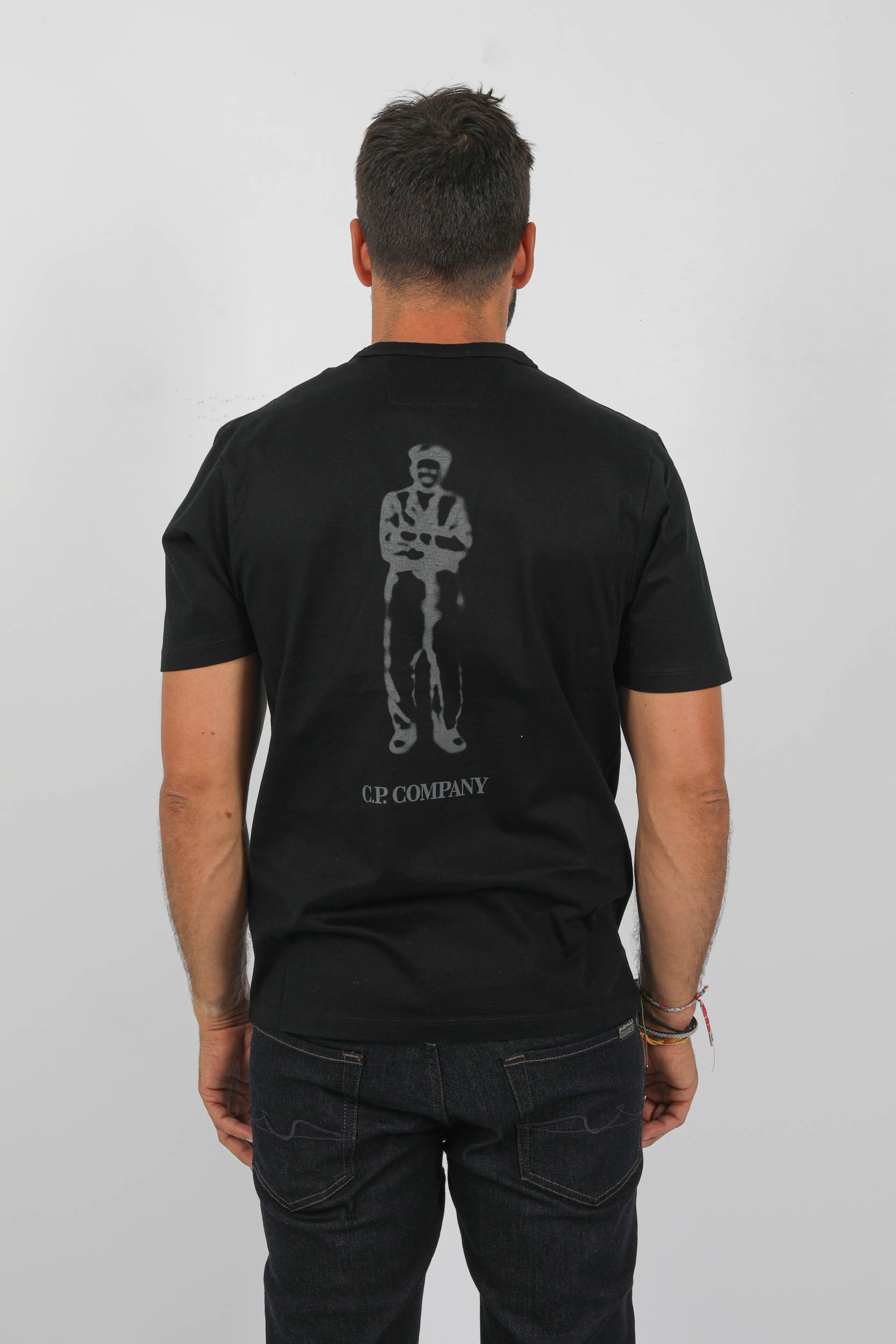 T-SHIRT C.P COMPANY NOIR LOGO AU DOS S155A-999