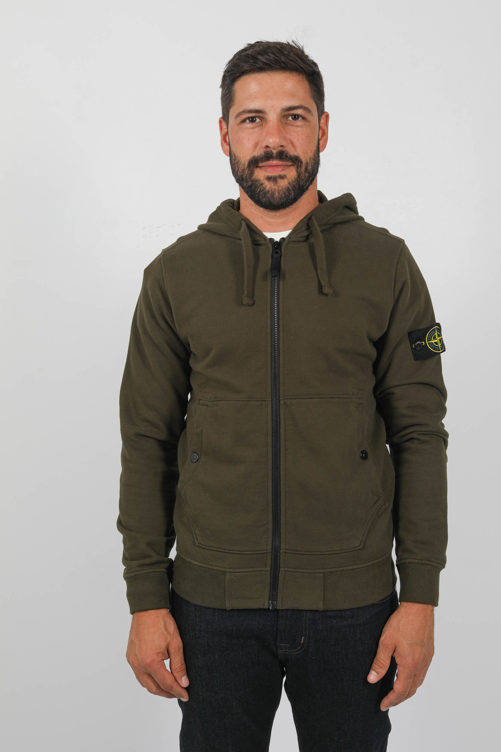 SWEAT STONE ISLAND ZIPPE KAKI 791561620-V0058