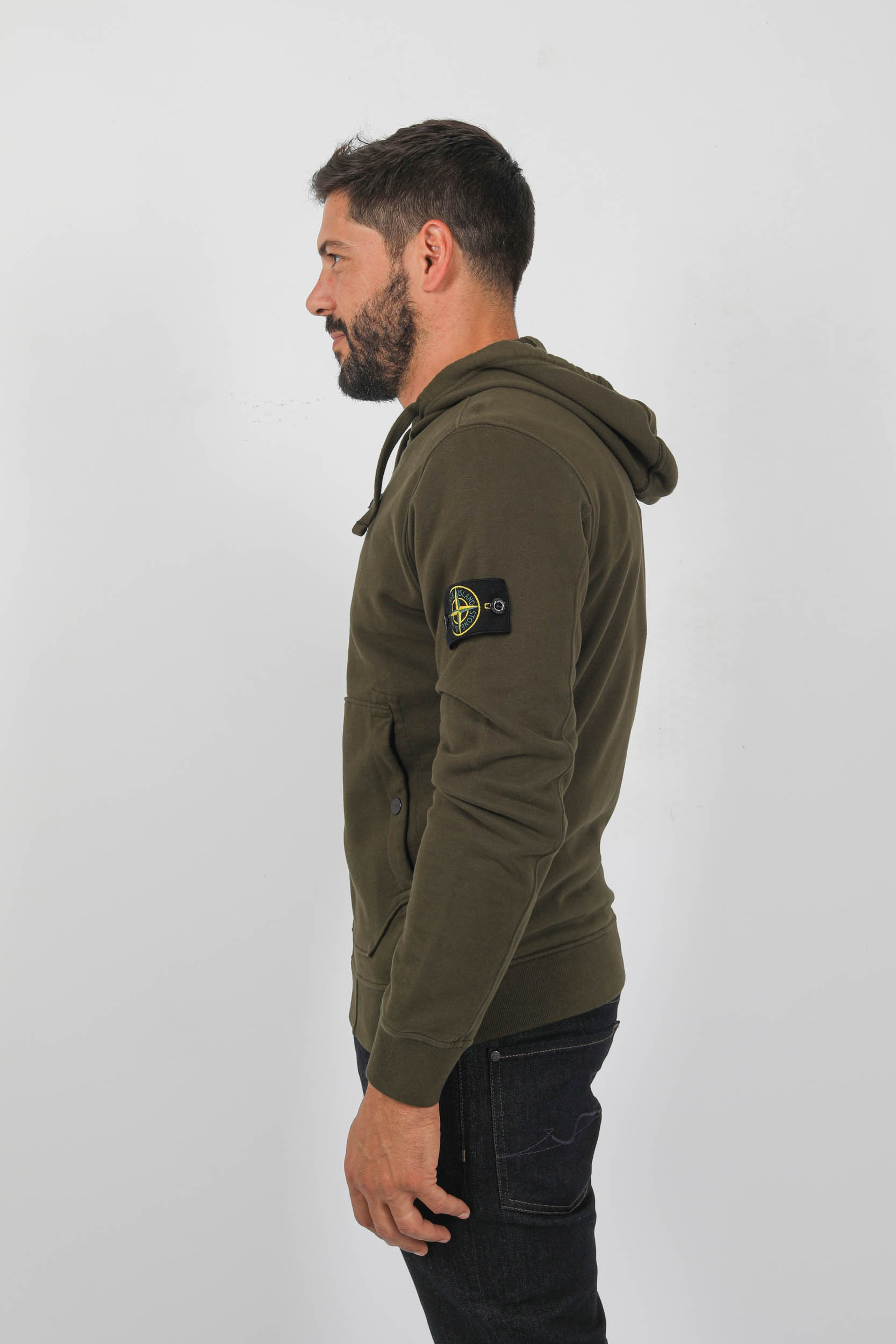 SWEAT STONE ISLAND ZIPPE KAKI 791561620-V0058