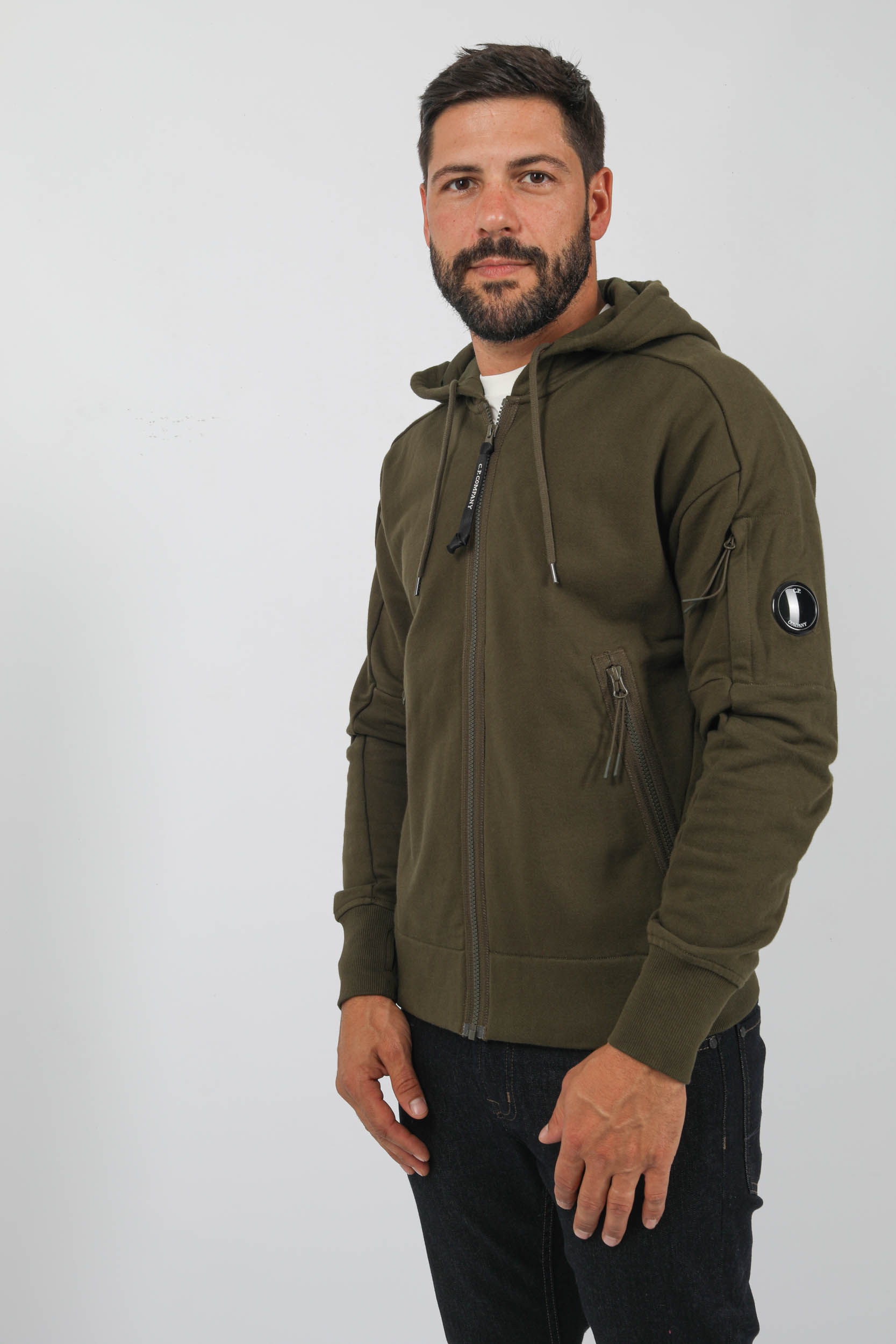 SWEAT C.P COMPANY ZIPPE HUBOT KAKI S400A-683