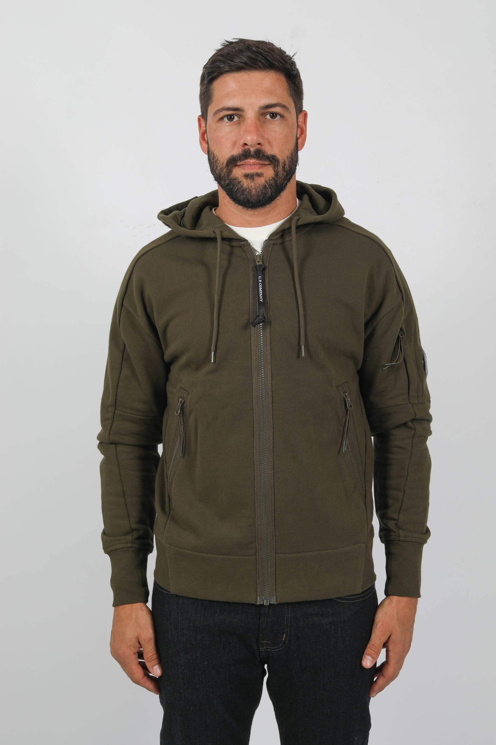 SWEAT C.P COMPANY ZIPPE HUBOT KAKI S400A-683