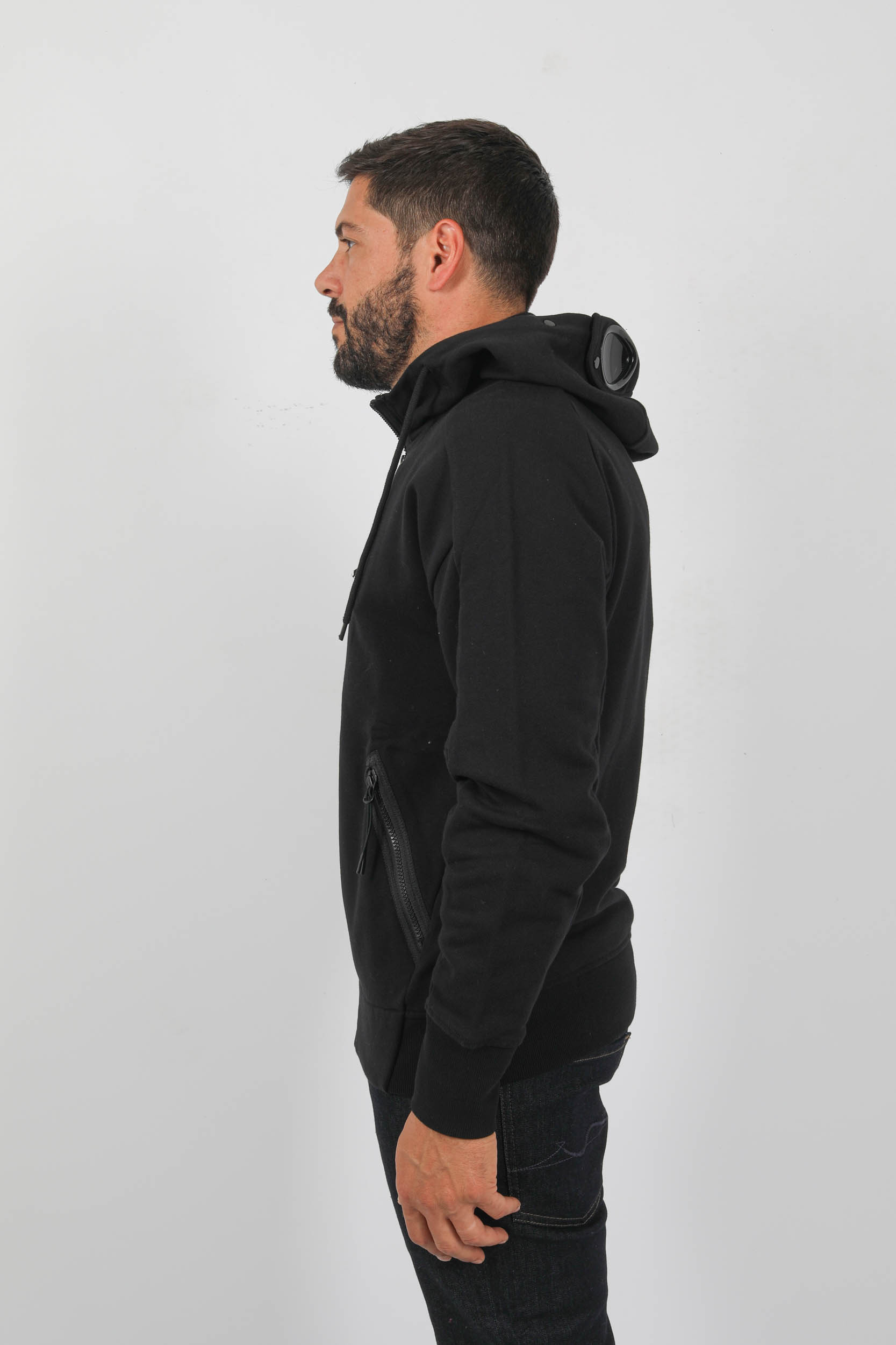 SWEAT C.P COMPANY ZIPPE LUNETTE NOIR S082A-999