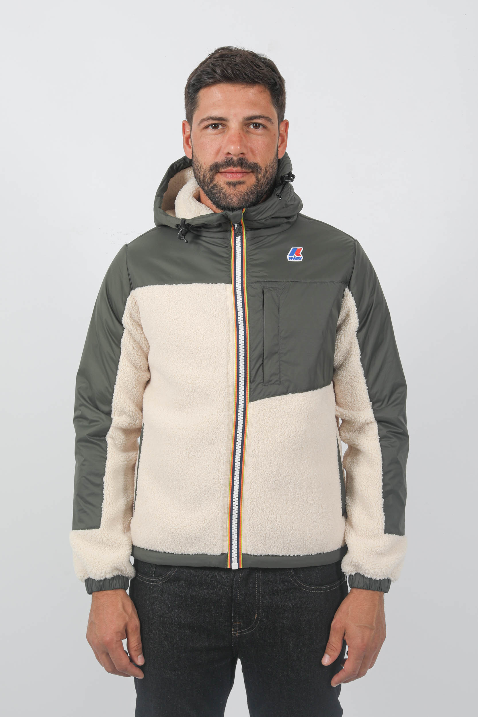 BLOUSON KWAY BI-MATIERE KAKI K21211-B0A