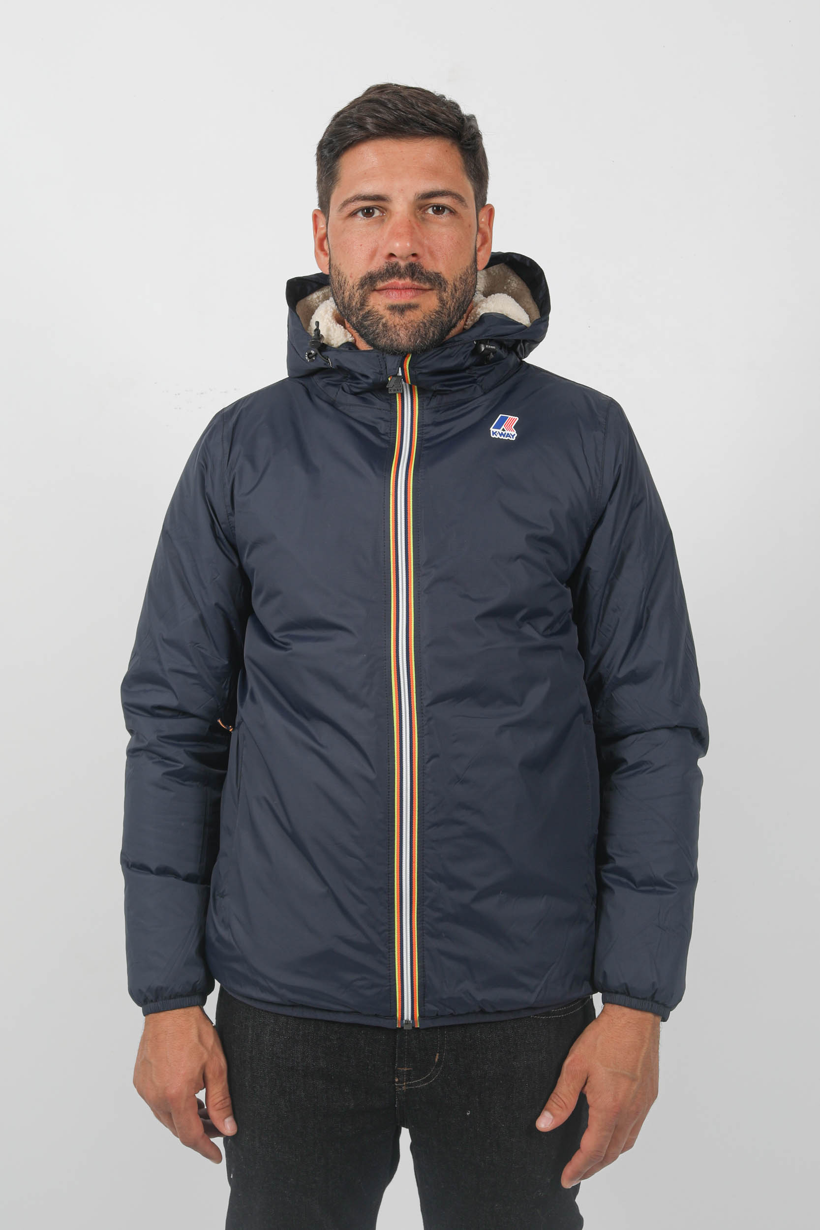BLOUSON KWAY DOUBLE POLAIRE MARINE K3118TW-K89