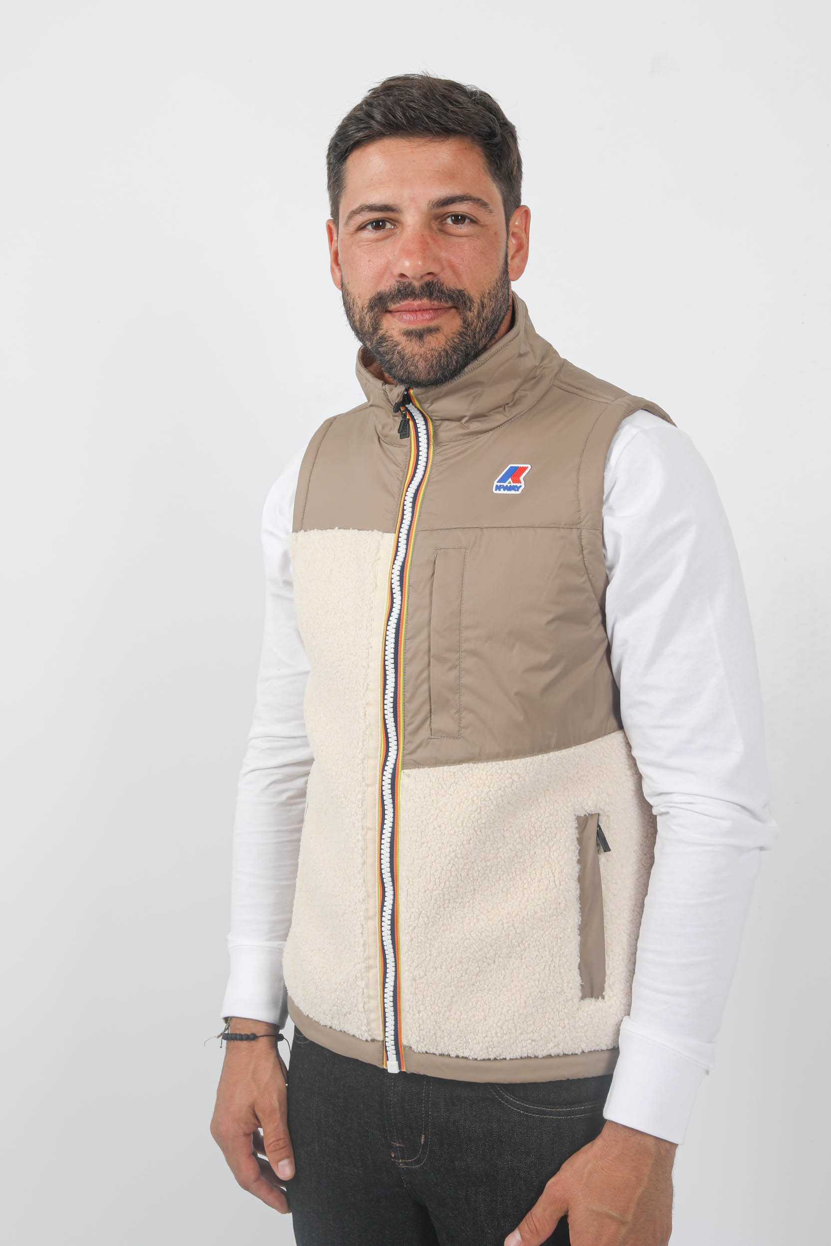 BLOUSON SANS MANCHES KWAY BI-MATIERE BEIGE K7115VW-A02