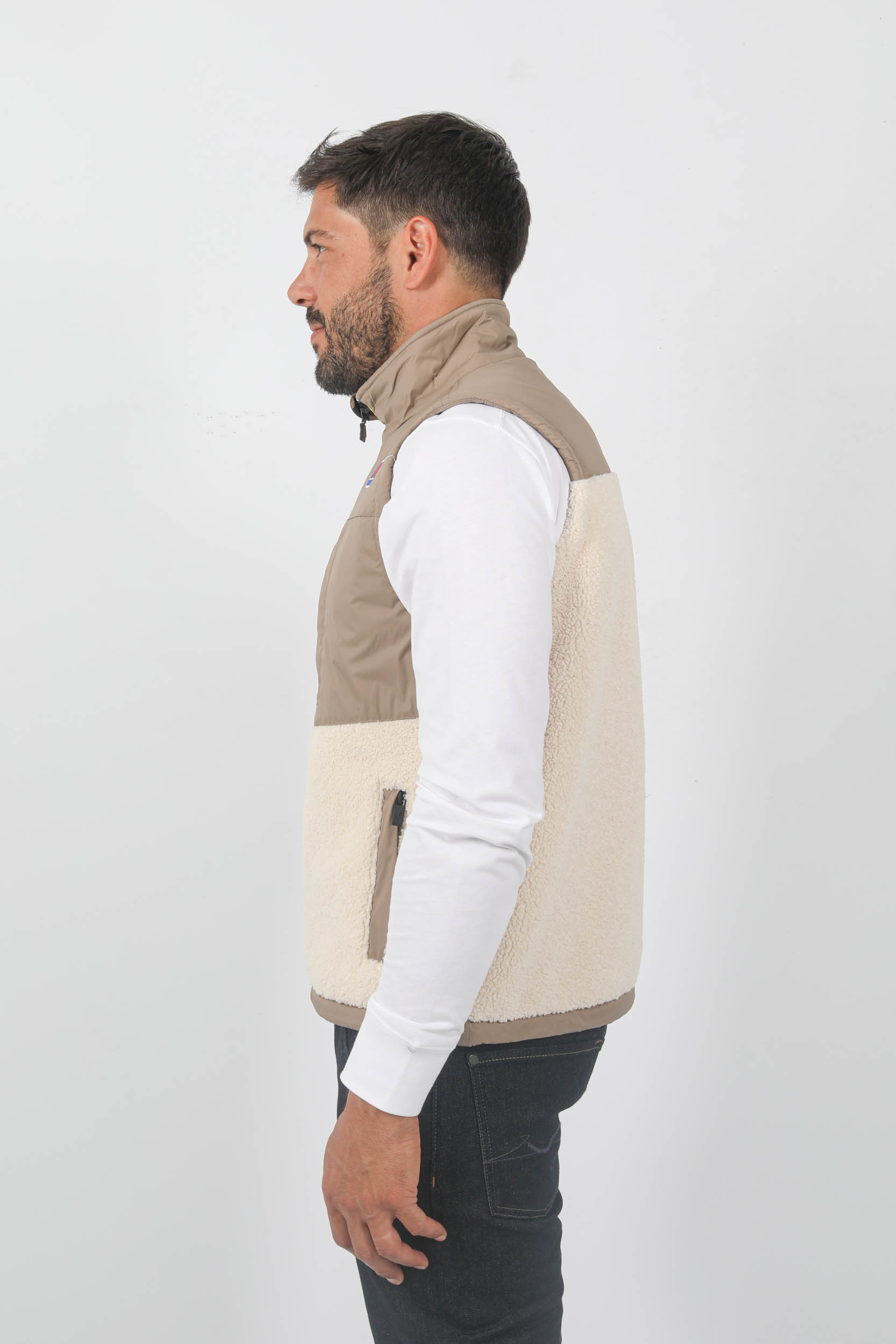 BLOUSON SANS MANCHES KWAY BI-MATIERE BEIGE K7115VW-A02